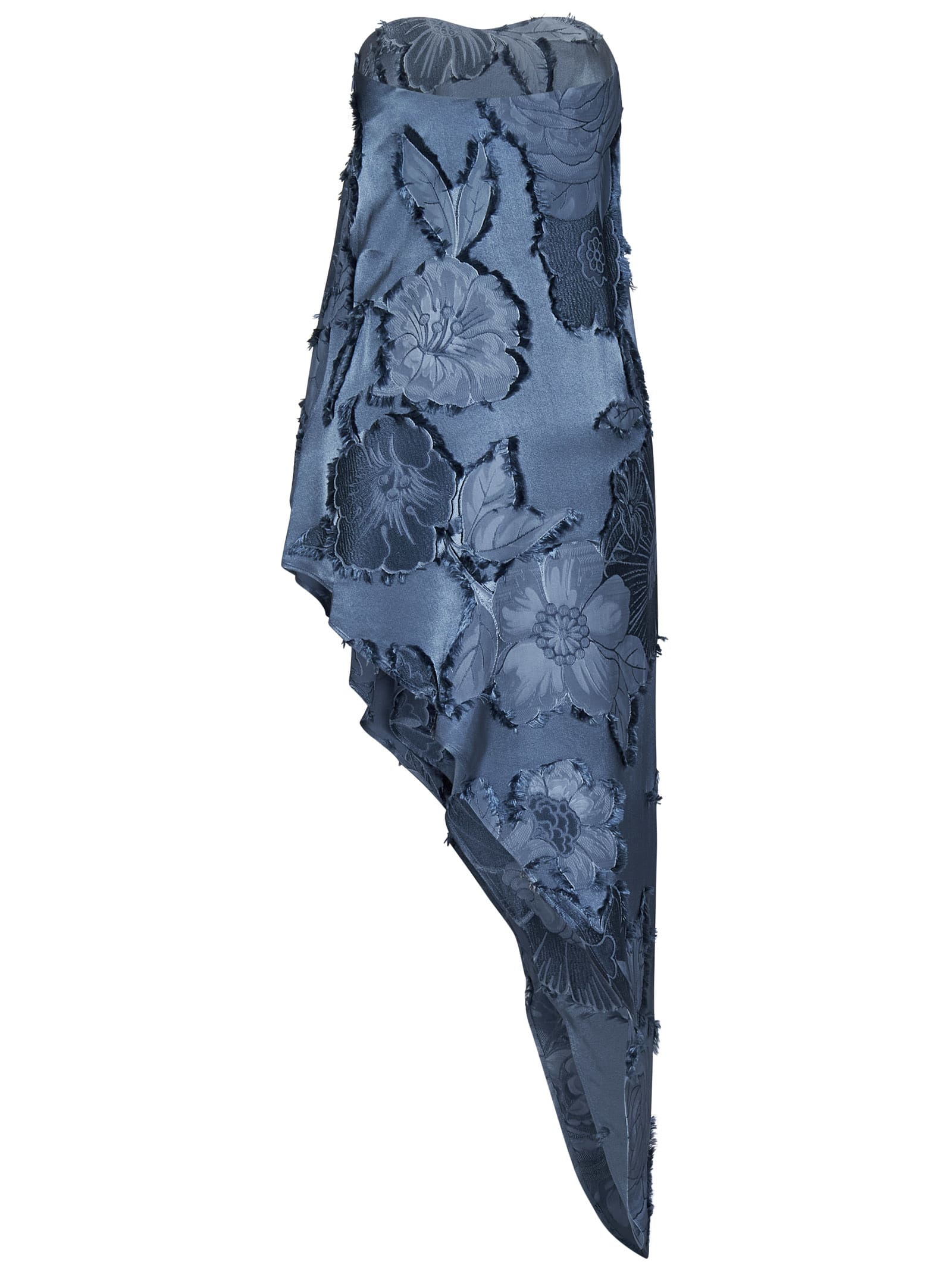 Etro Light Blue Fringed-effect Asymmetric Top