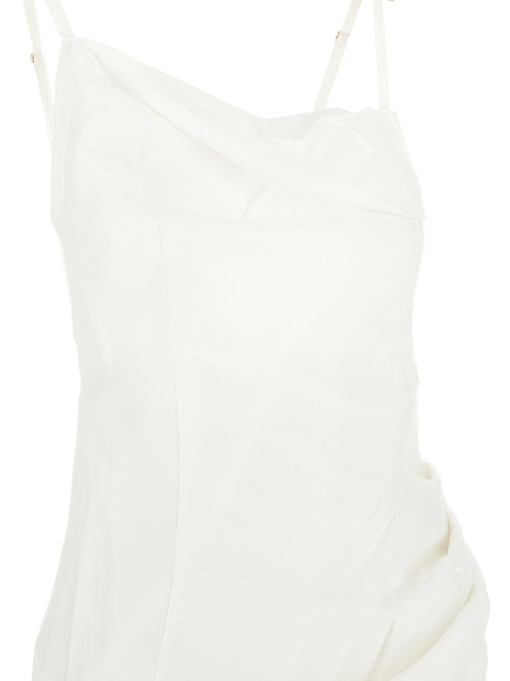 Shop Jacquemus Asymmetric Midi Dress In White