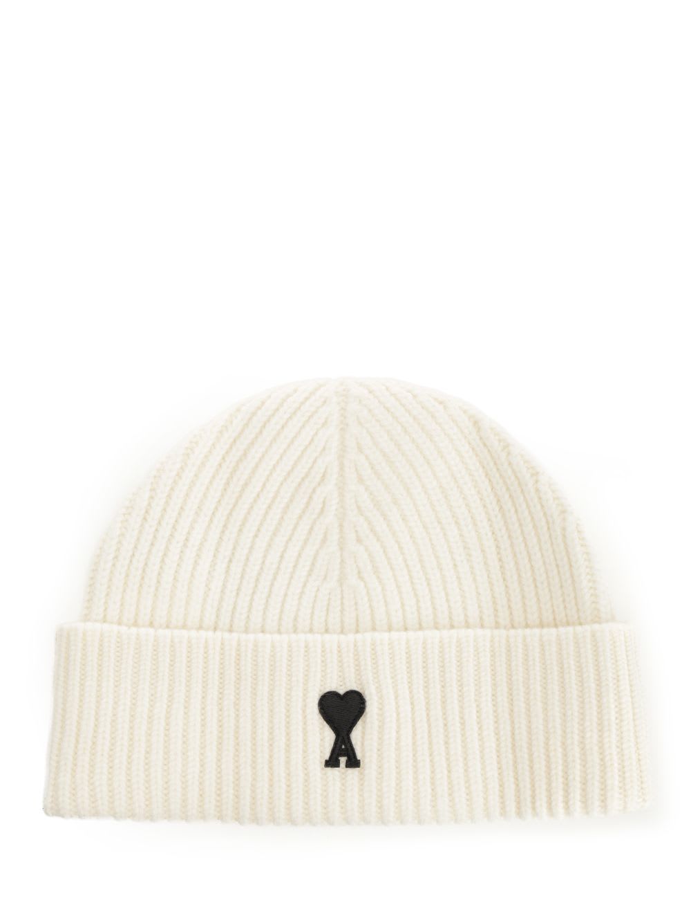 Ami Alexandre Mattiussi Merino Wool Logo Beanie In Neutral