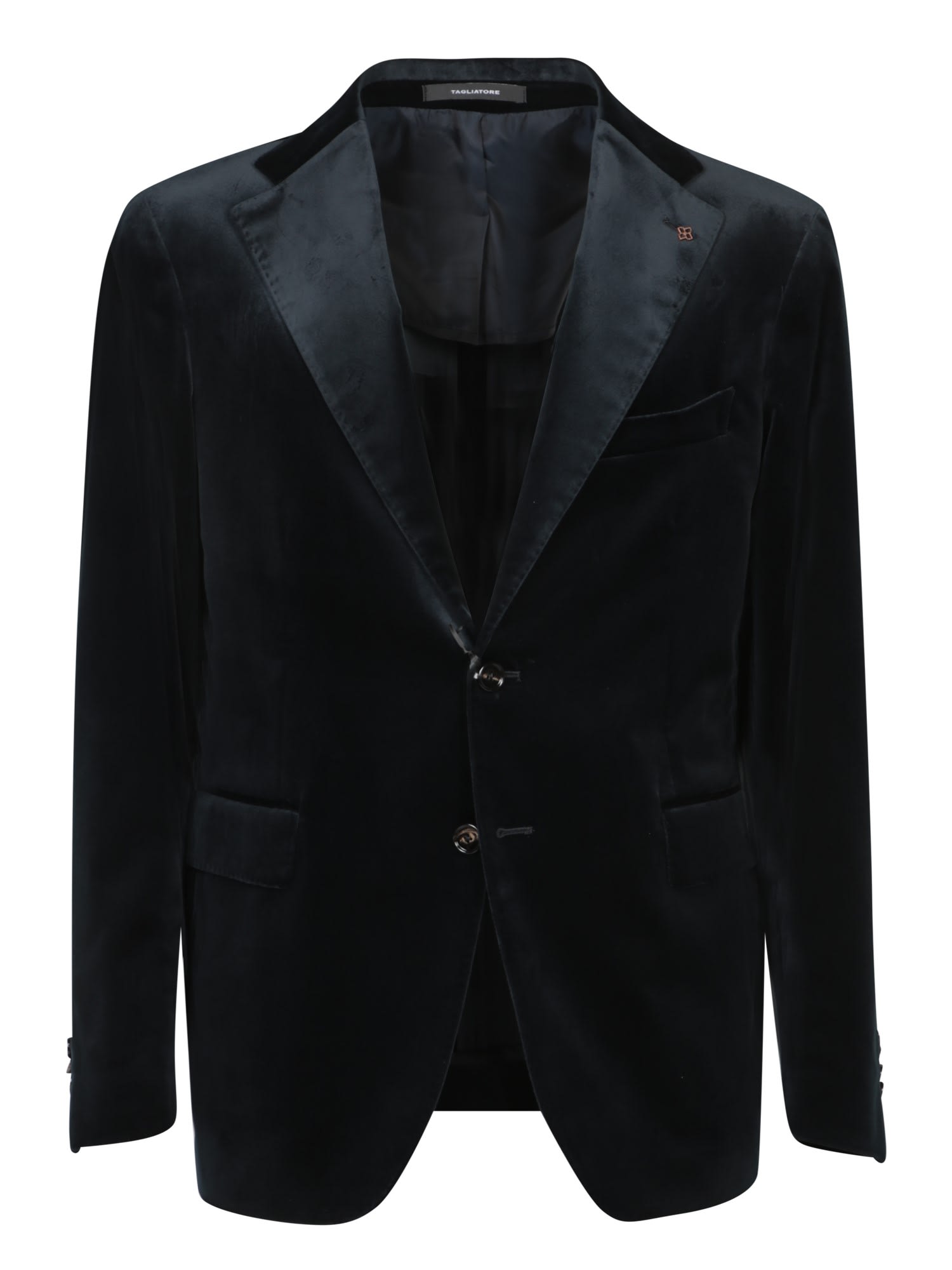 Shop Tagliatore Vesuvio Black Velvet Jacket In Blue