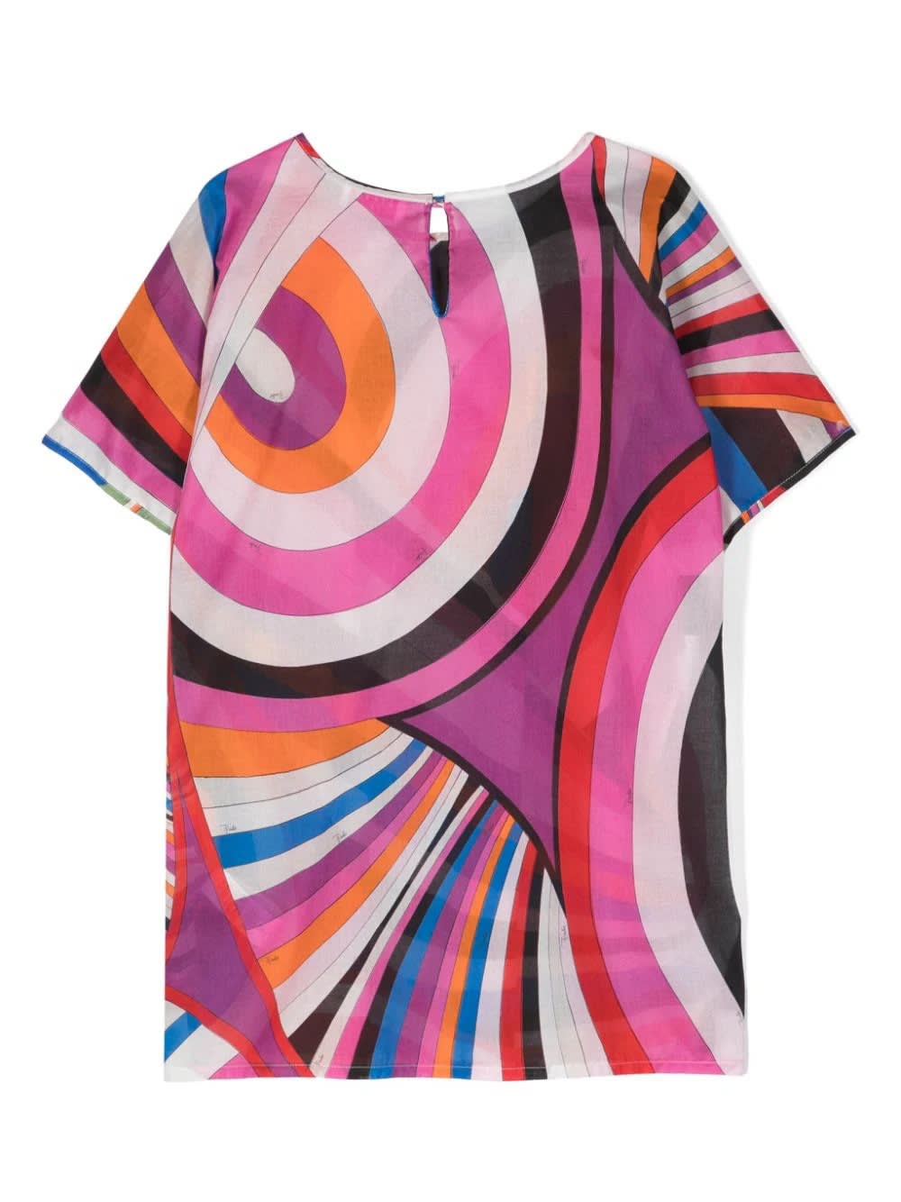 Shop Pucci Short Sleeved Dress With Purple/multicolour Iride Print