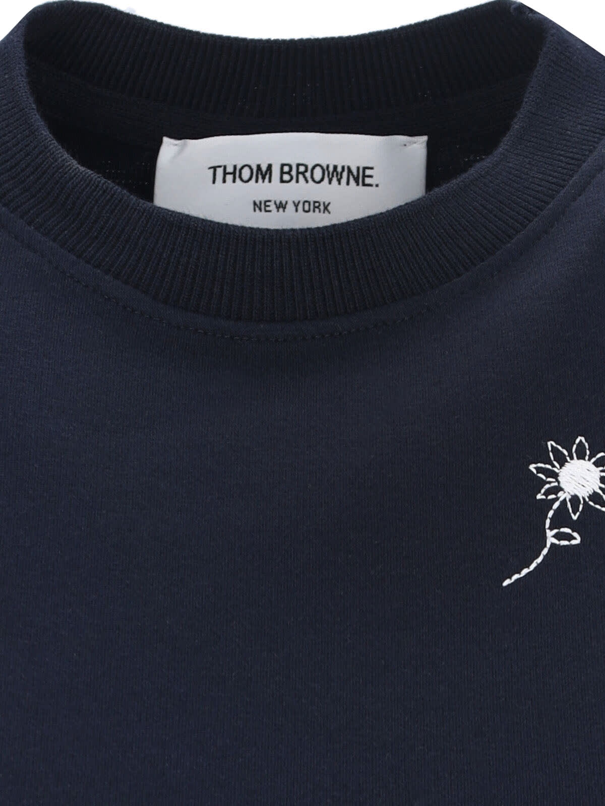 Shop Thom Browne Floral Embroidery T-shirt In Blue