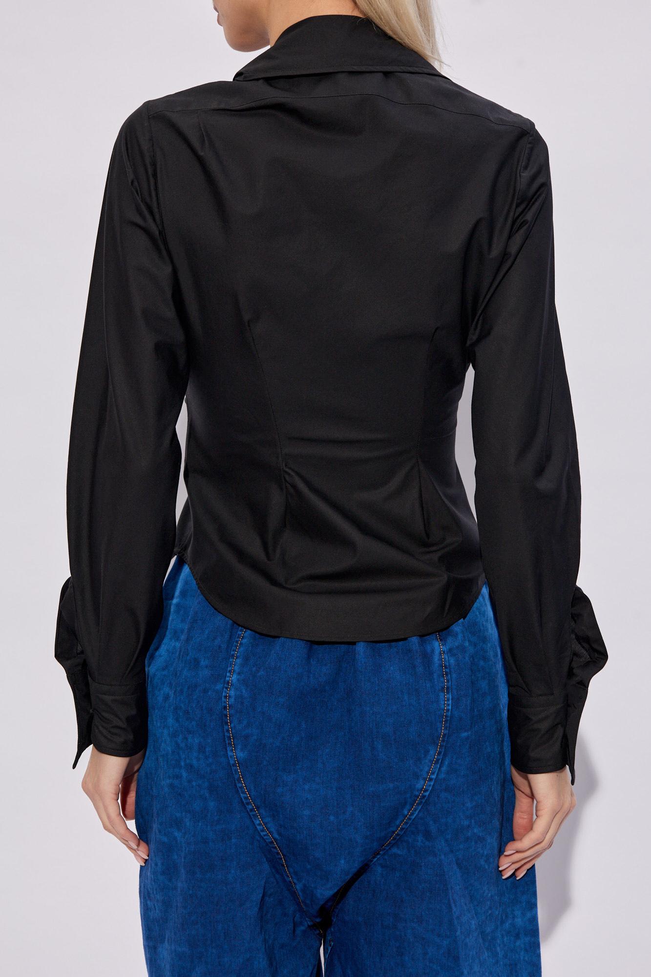 Vivienne Westwood Long Sleeve Collared Top With Cuffed Sleeves In Black
