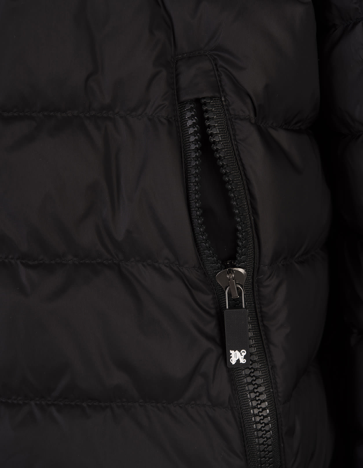 Shop Palm Angels Black Lightweight Down Jacket With Logo