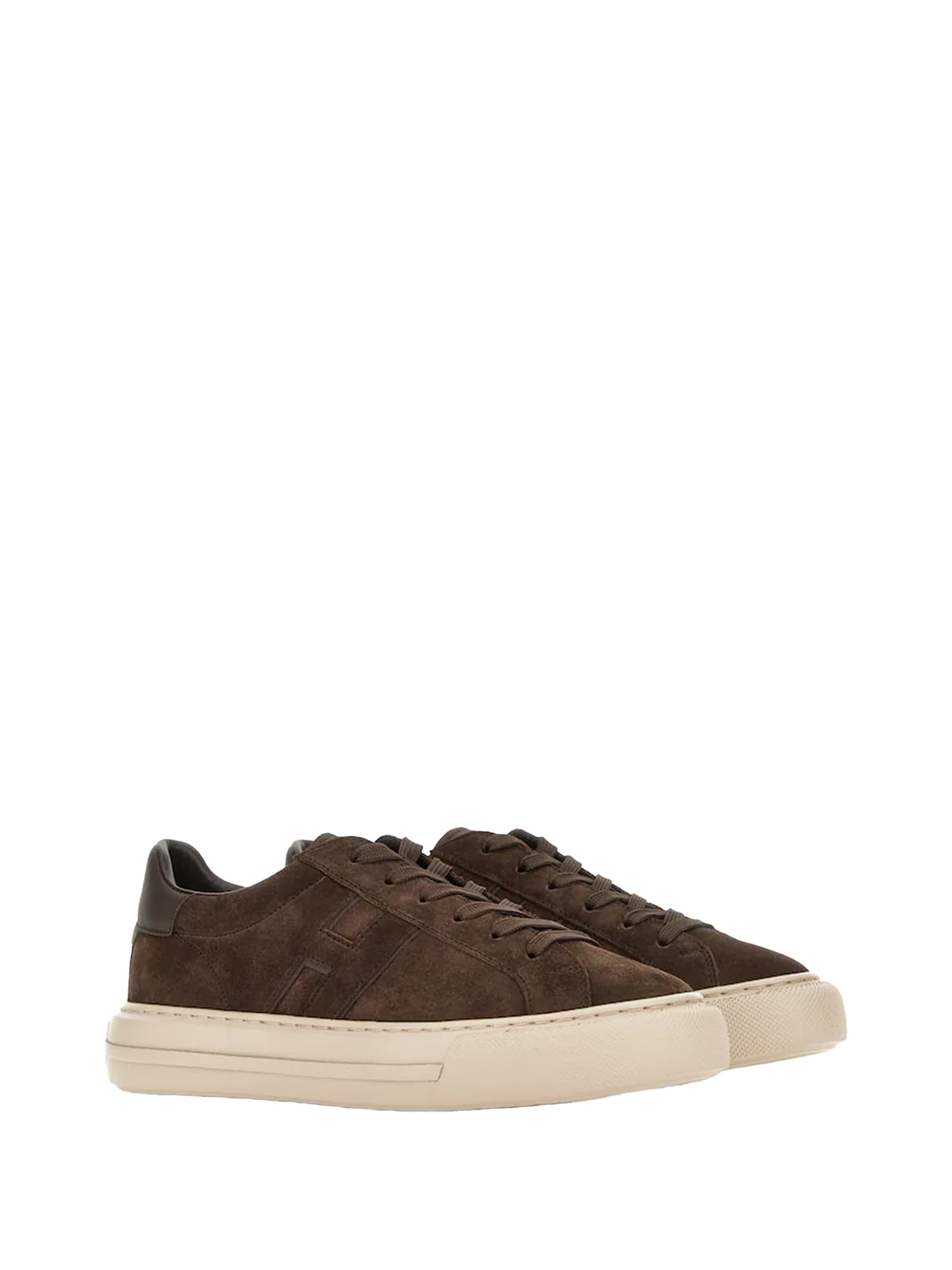 Hogan H691 Lace-up Sneakers With Suede Upper And Memory Foam Comfort In Brown