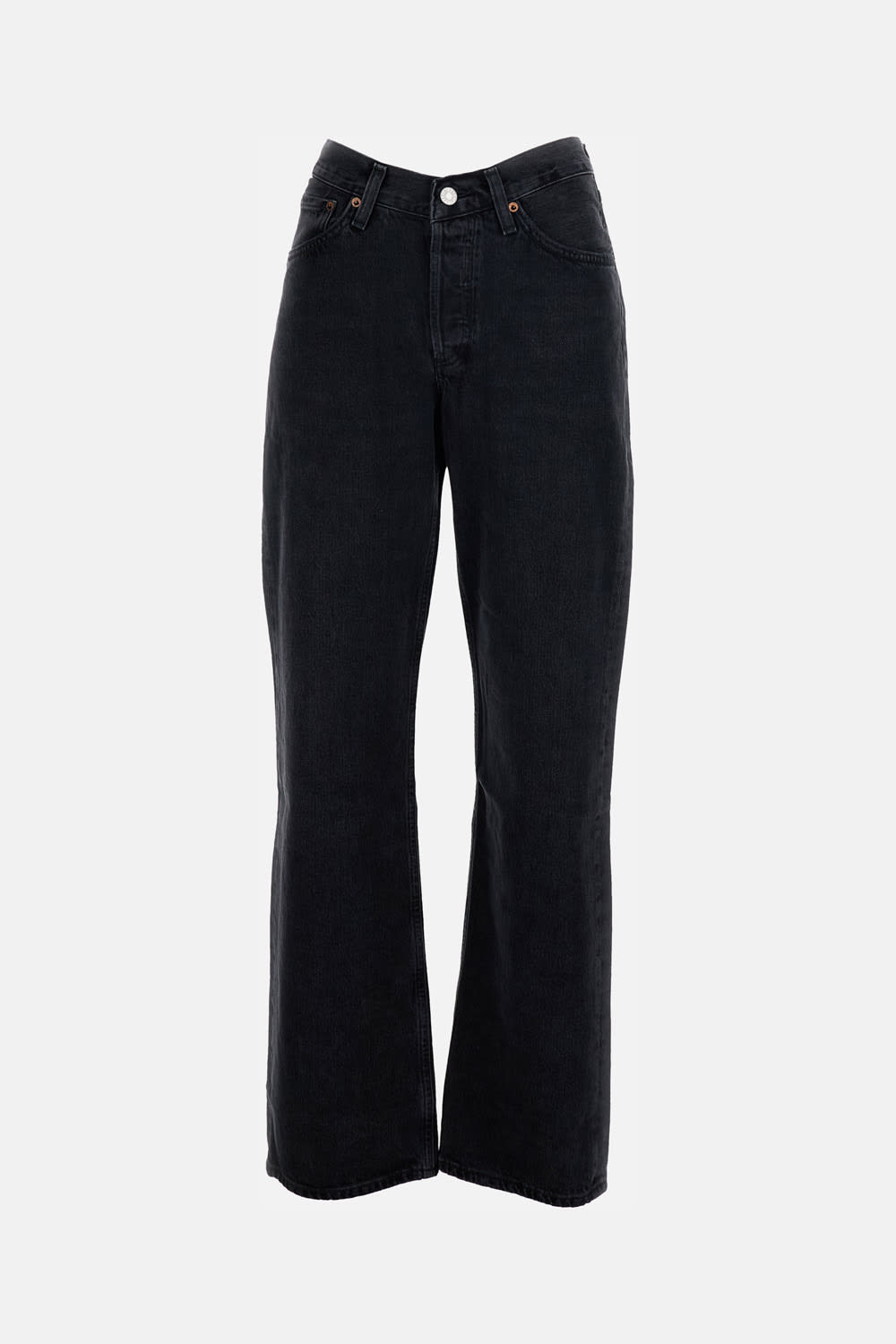 Agolde Blue Jeans With High Waist And Logo Patch On The Rear
