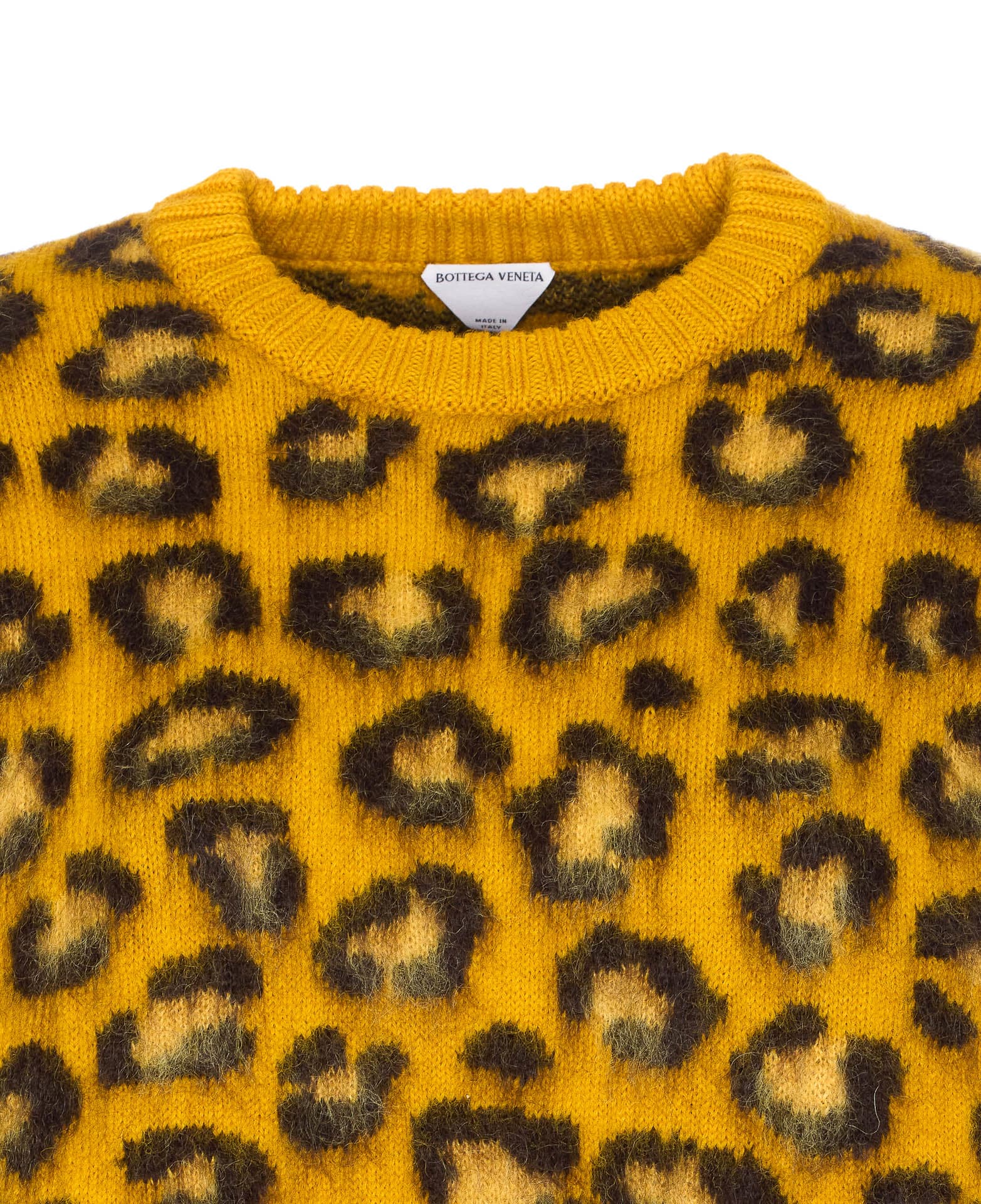 Bottega Veneta Leopard Printed Crewneck Jumper In Yellow