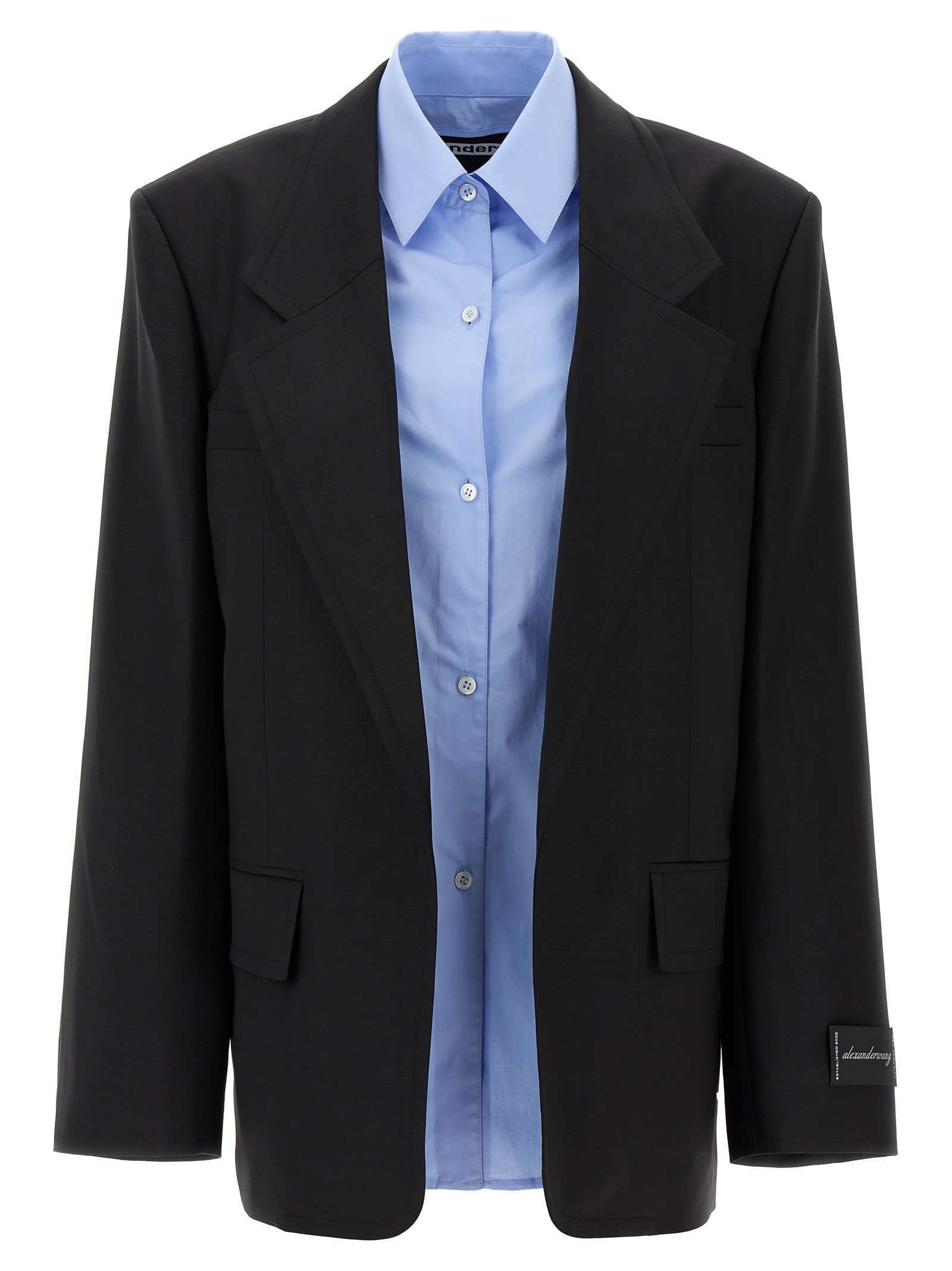 Shop Alexander Wang Shirt Insert Blazer In Black