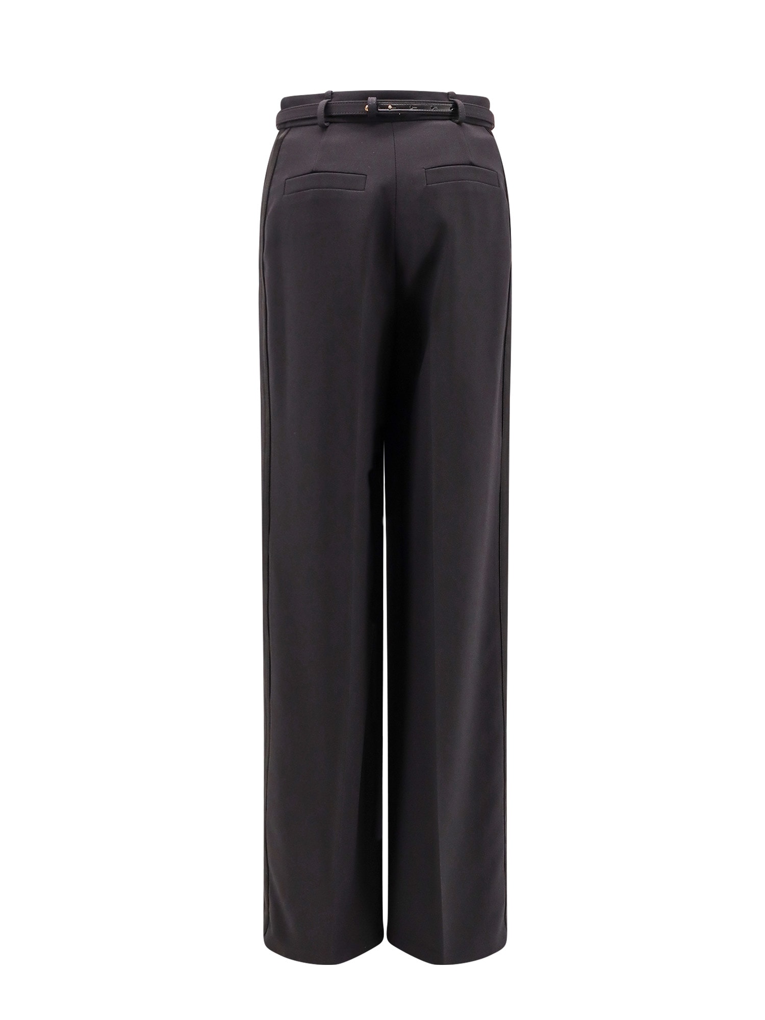 Elisabetta Franchi Tuxedo Trouser With Belt And Enamelled Detail In Black