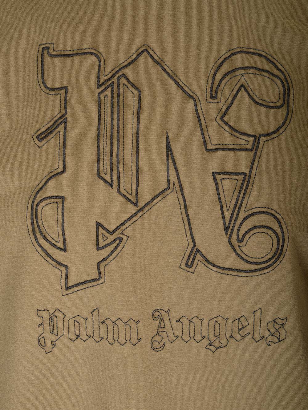 Shop Palm Angels Monogram T-shirt In Kaki