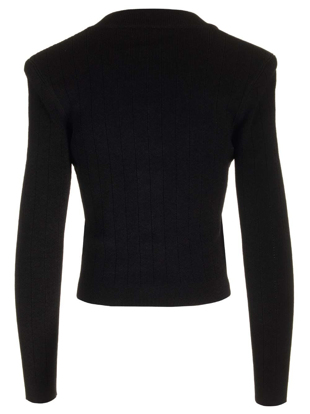 Shop Balmain Ribbed Cardigan In Nero