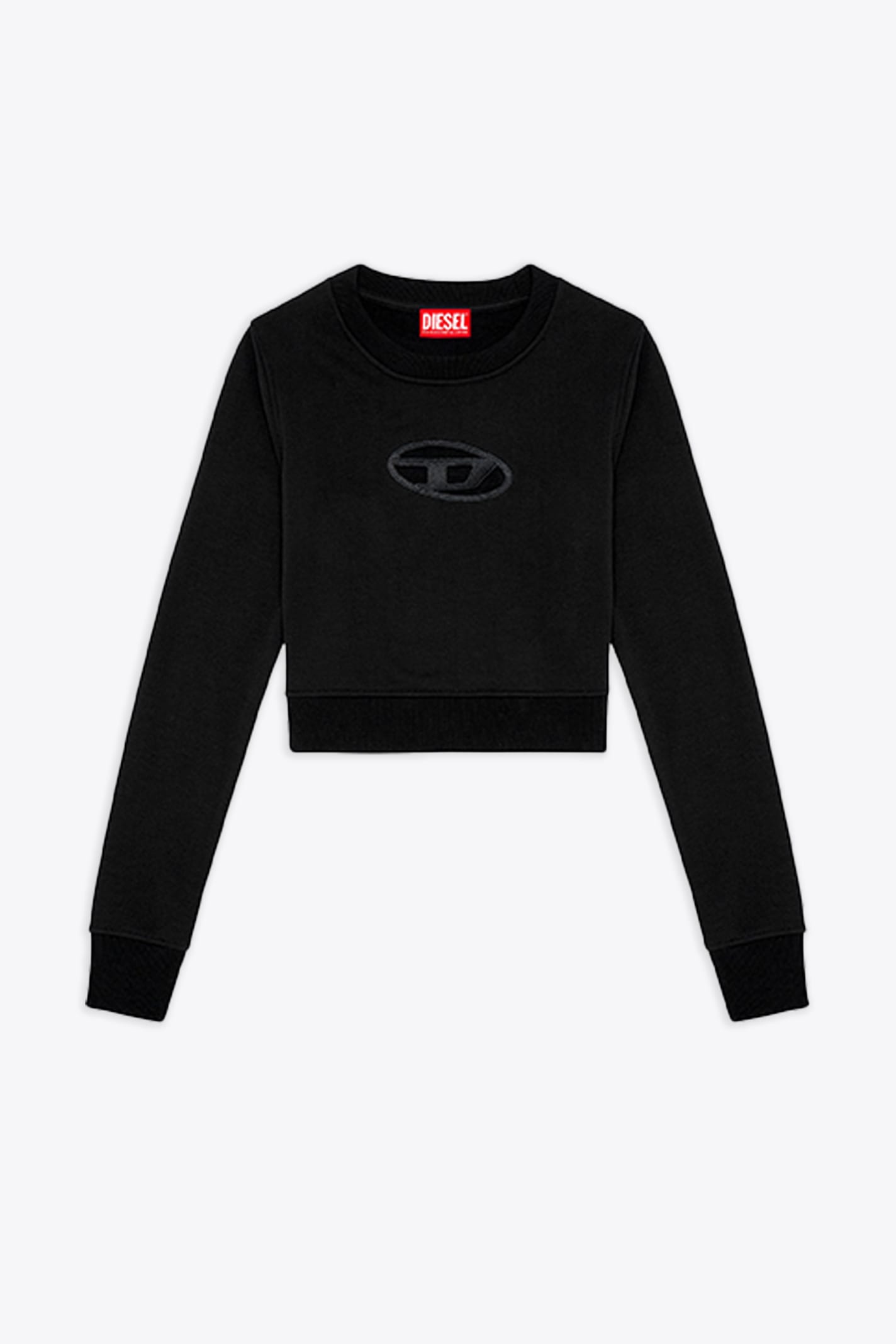 Shop Diesel F-slimmy-od Black Cropped Sweatshirt With Cut-out Logo - F Slimmy Od In Nero