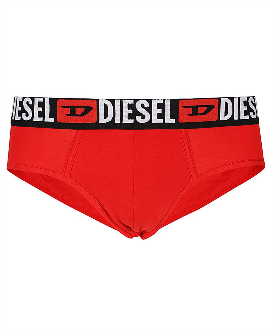 Diesel Set Of Three Cotton Briefs With Logoed Elastic Band In Gray