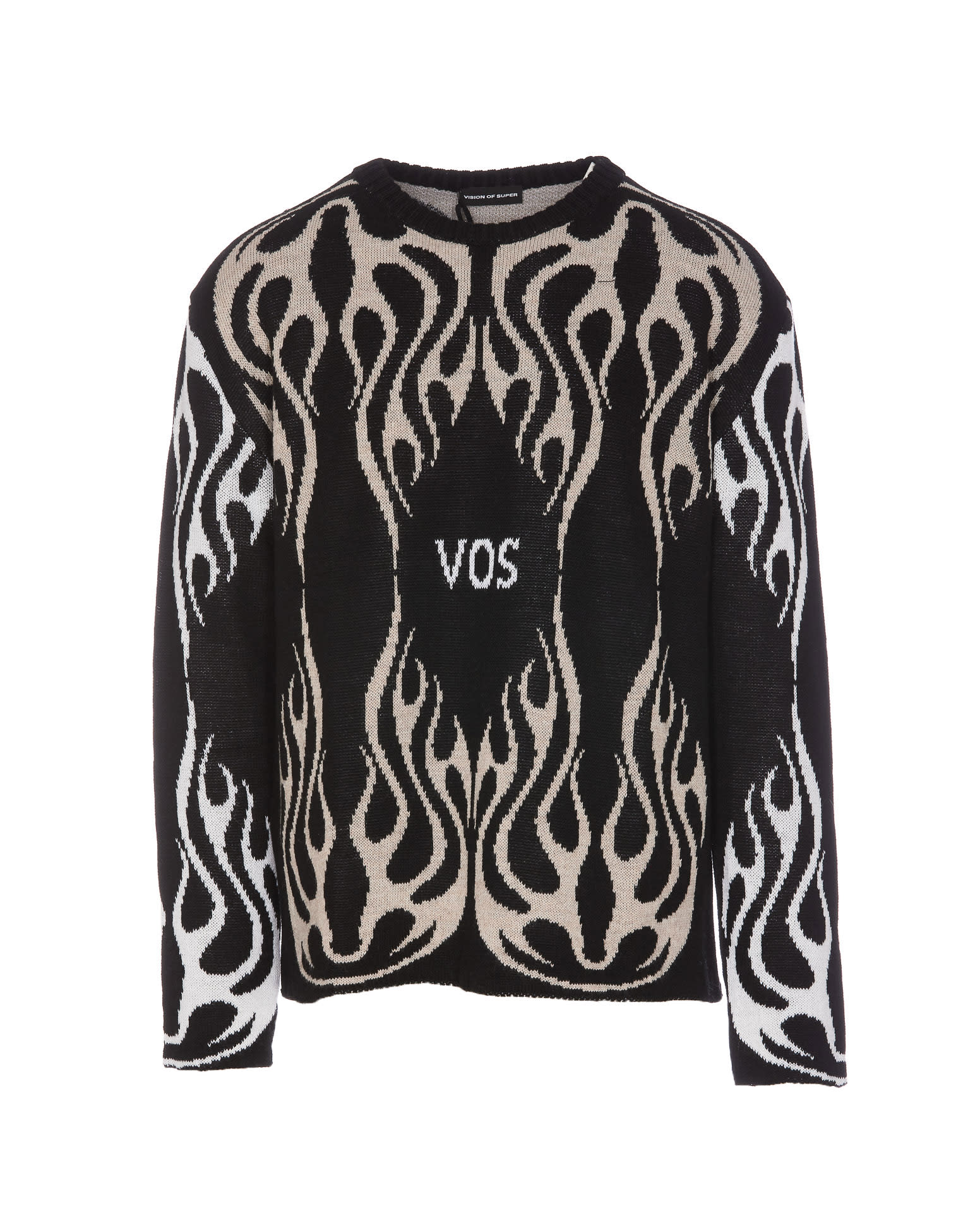 VISION OF SUPER SWEATER WITH LOGO AND FLAMES