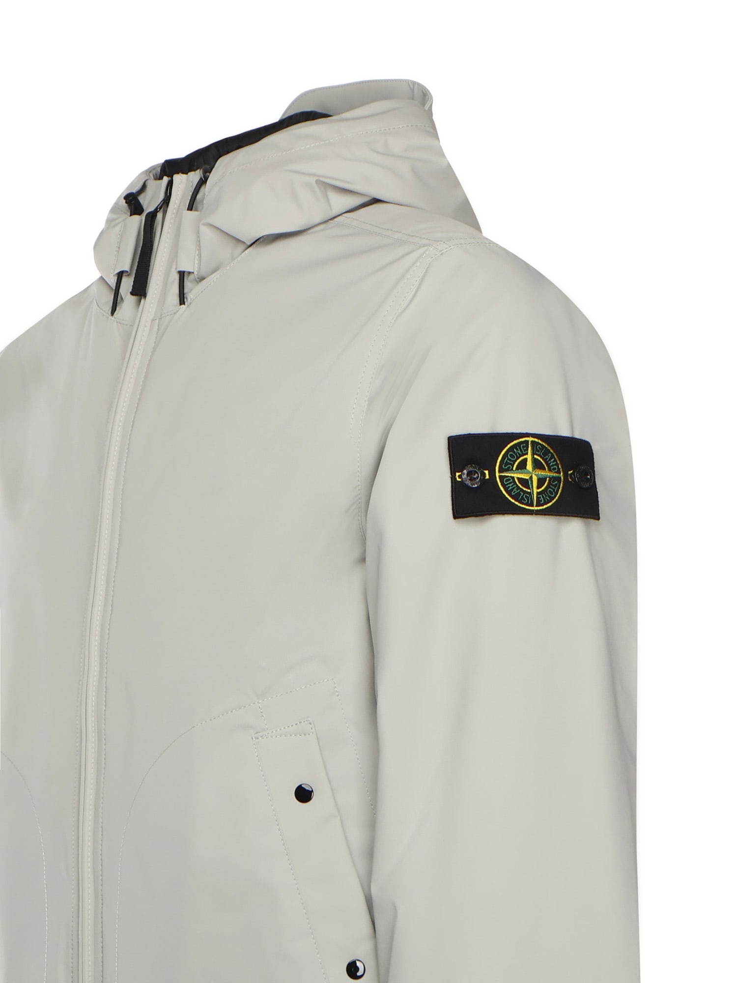 Stone Island Hooded Zip-fastening Jacket In Gray