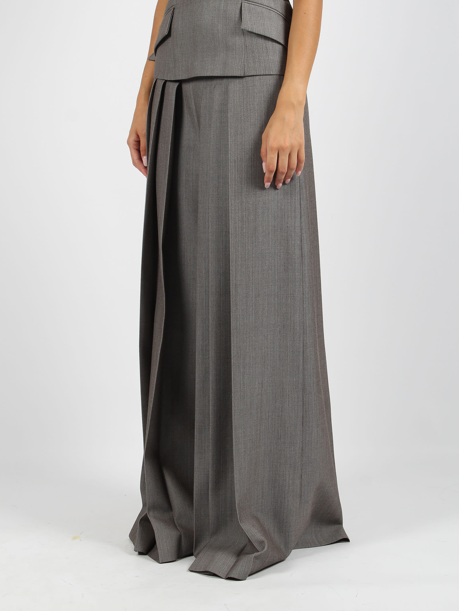 Shop Alberta Ferretti Wide Leg Trousers In Grey