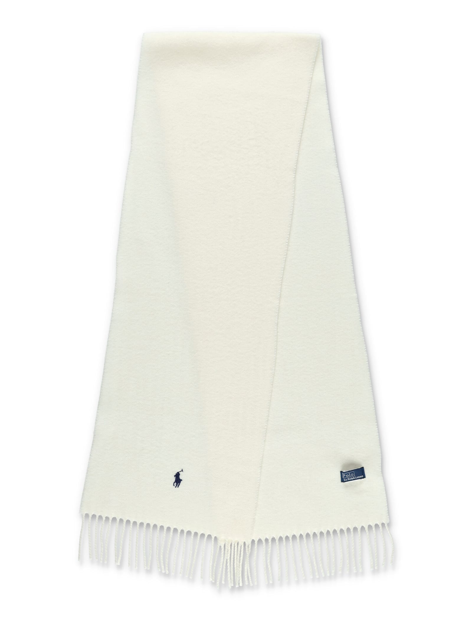 Polo Ralph Lauren Wool Scarf With Fringe Trim And Logo In White
