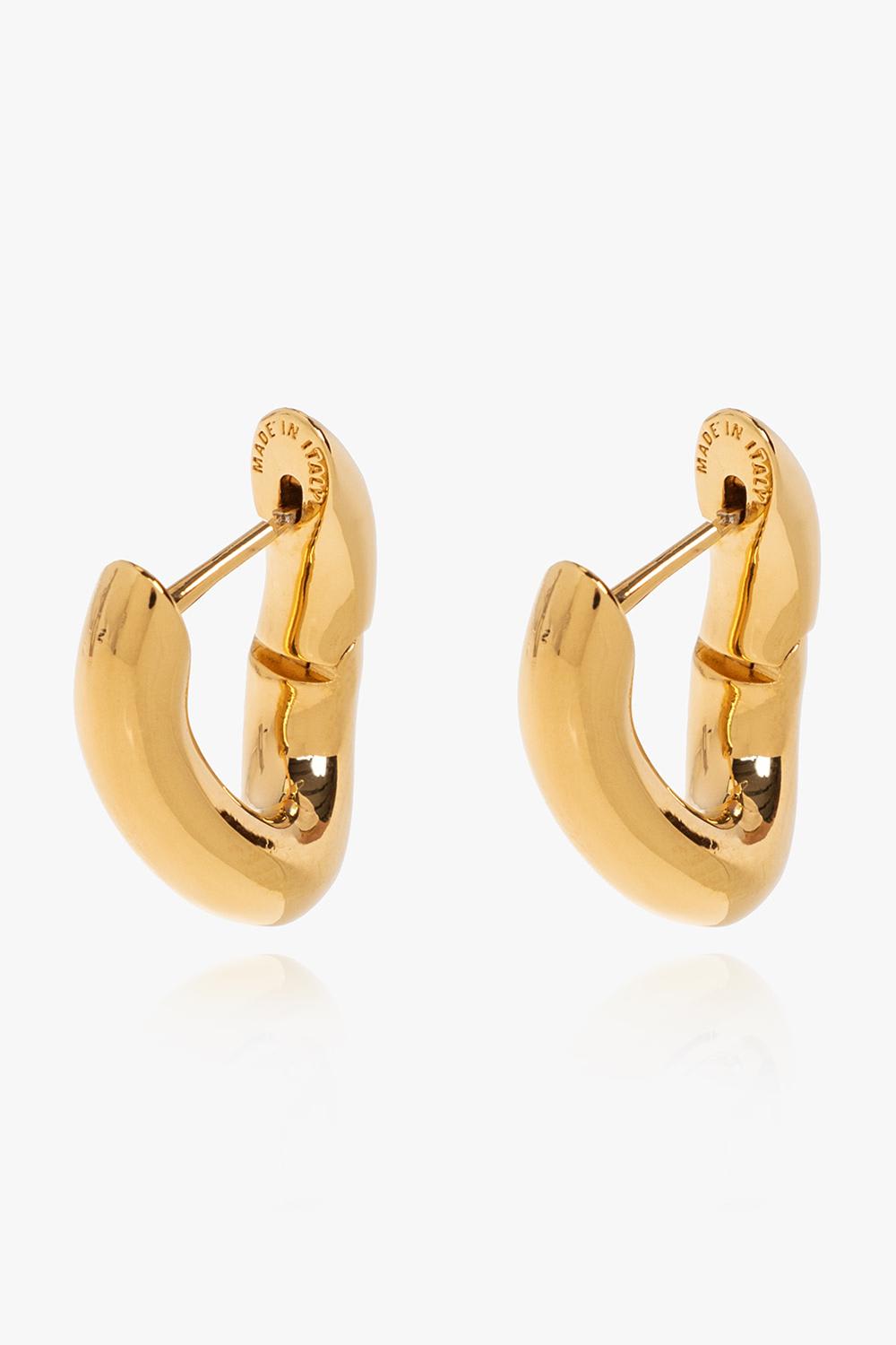 Shop Balenciaga Brass Earrings With Logo In Shiny Gold