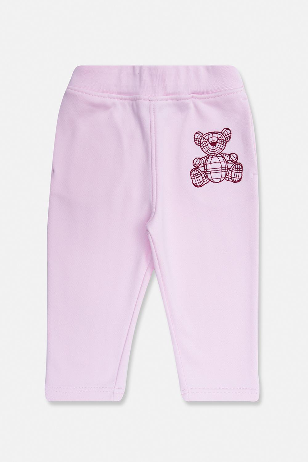 Burberry Babies' Sweatpants With Teddy Bear Motif In Pink