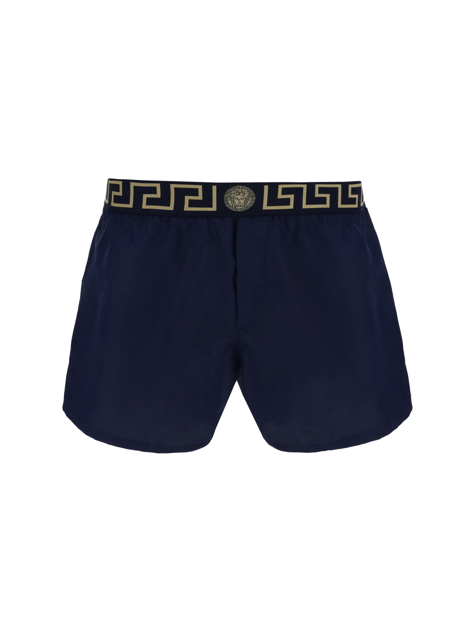 Shop Versace Swimshorts In Blue-gold