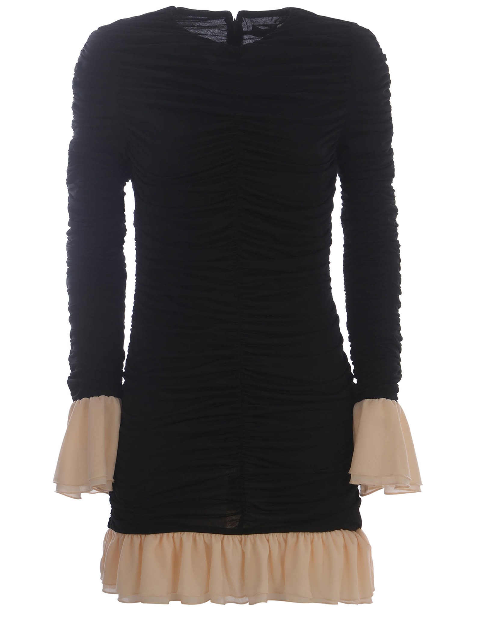 Shop Rotate Birger Christensen Dress Rotate Two-tone In Nero