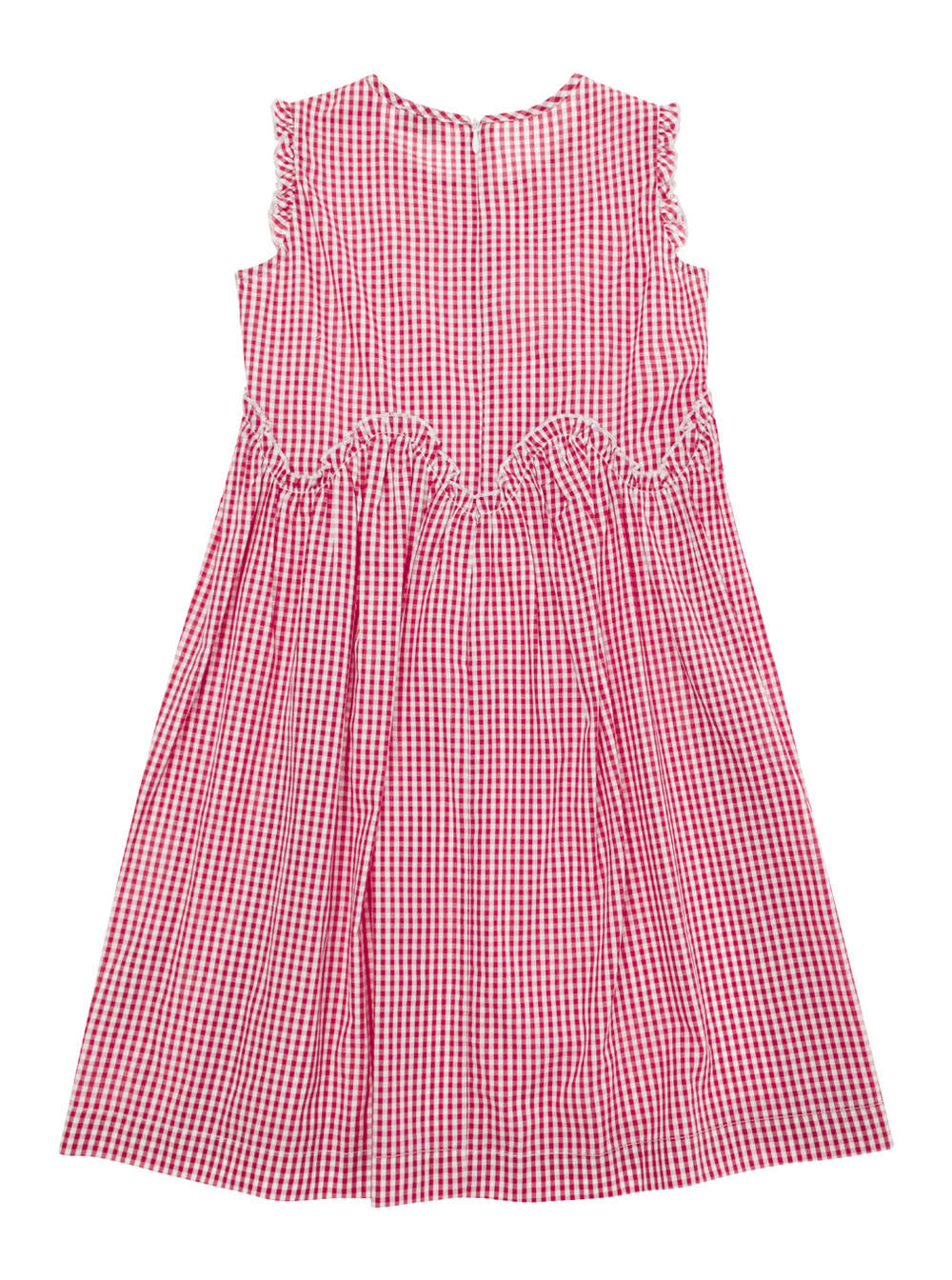 Shop Il Gufo Red Sleeveless Check Print Dress In Cotton Girl
