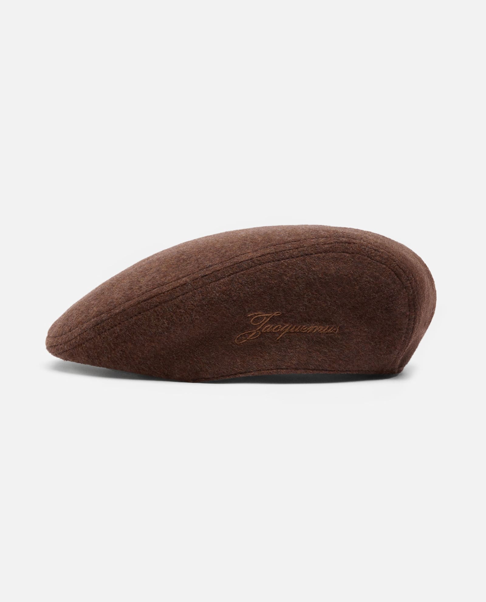 Jacquemus Dark Brown Embroidered Flat Beret Hat In Brown