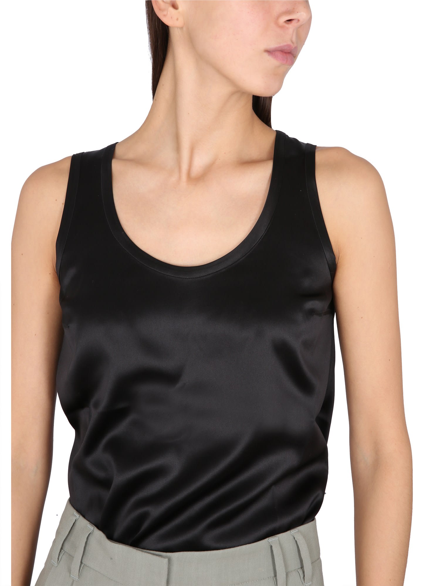 Brunello Cucinelli Silk Top In Black