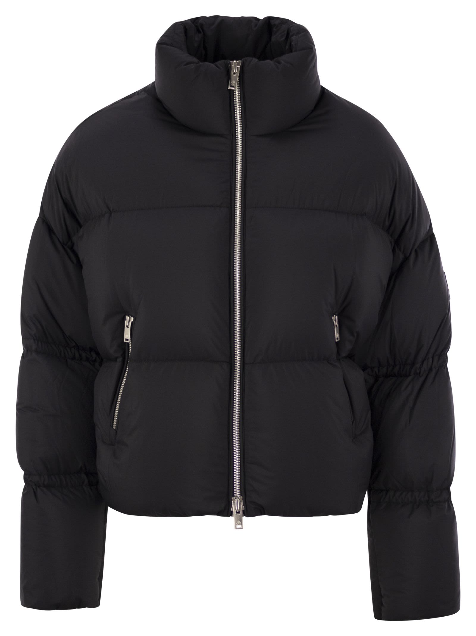 Shop Moose Knuckles Agate - Short Down Jacket In Black