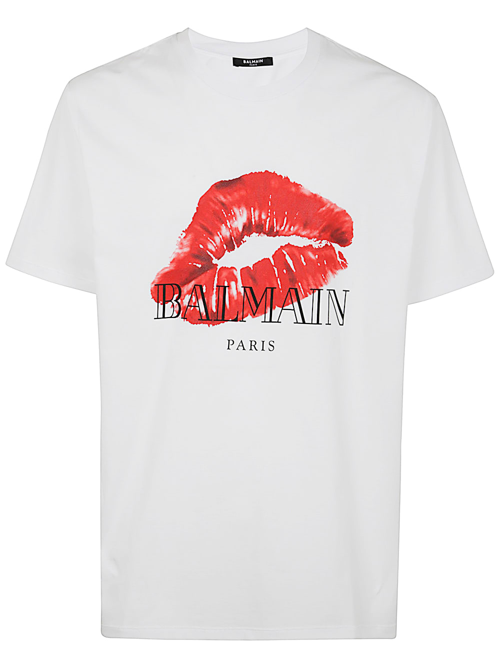 Shop Balmain Kiss Print Logo T.shirt.bulky In Gfa White Red Black