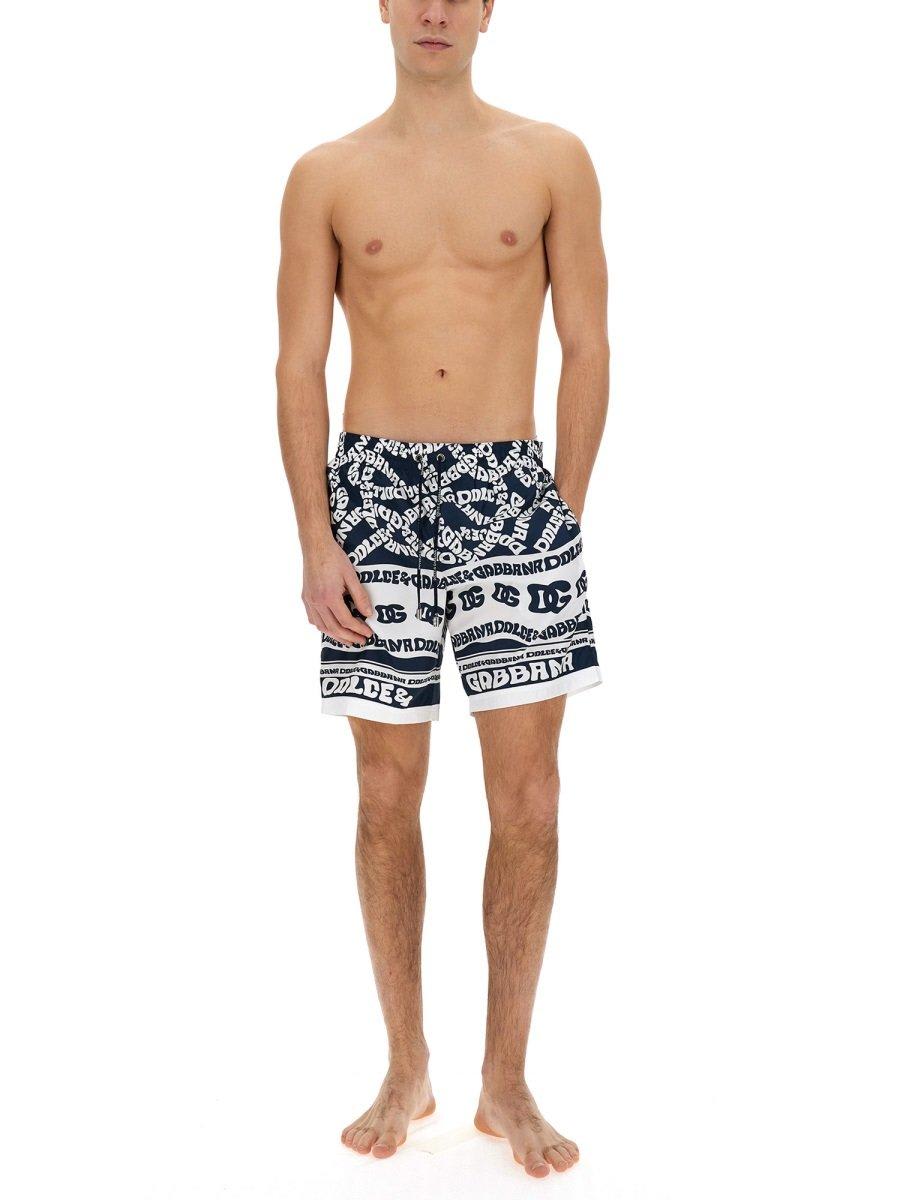 Shop Dolce & Gabbana Marina Printed Swim Shorts In Multicolour