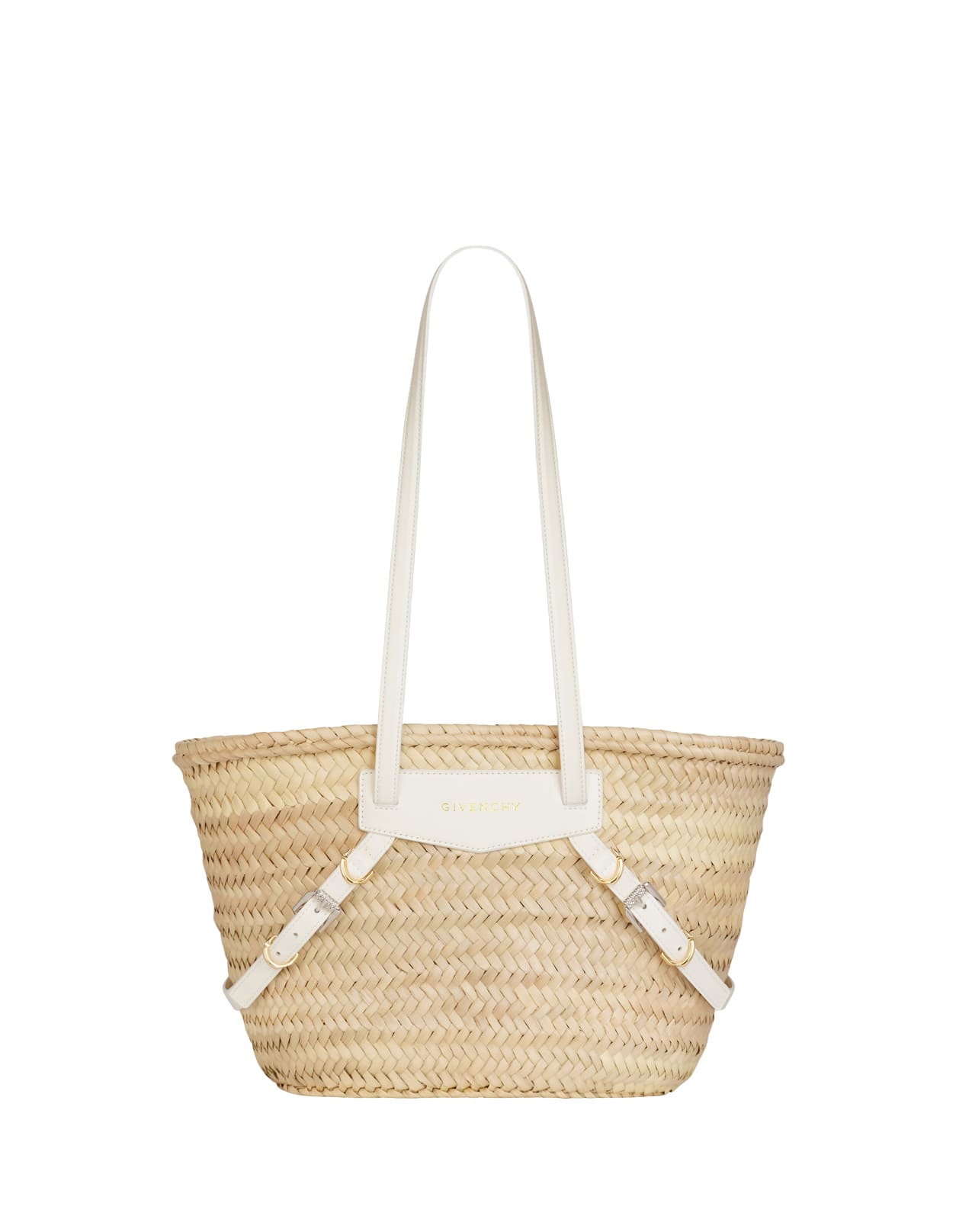 Givenchy Ivory Raffia Small Voyou Basket Bag In White