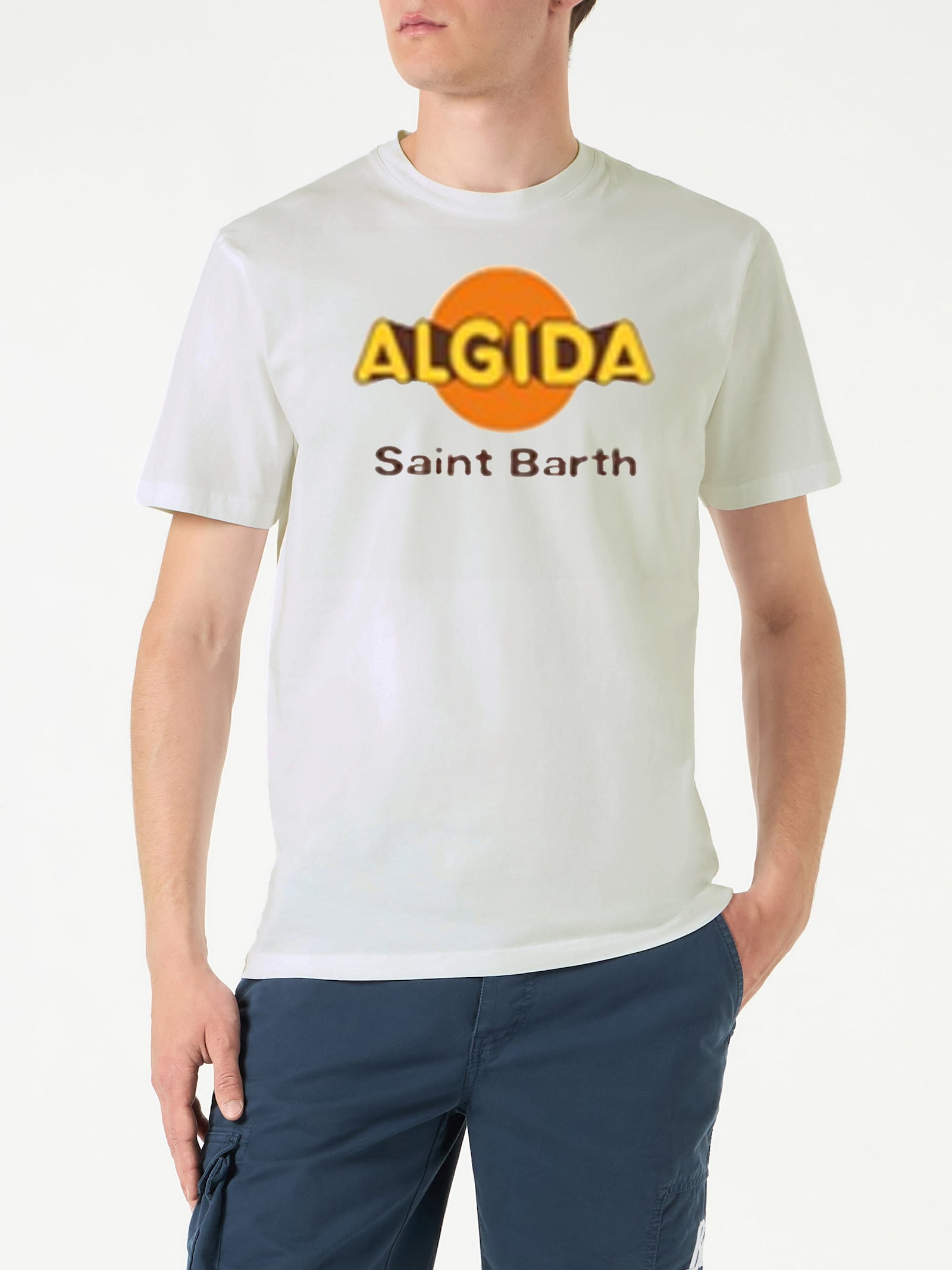 Man Classic Fit Cotton Jersey T-shirt Portofino With Algida Logo Print Algida Special Edition