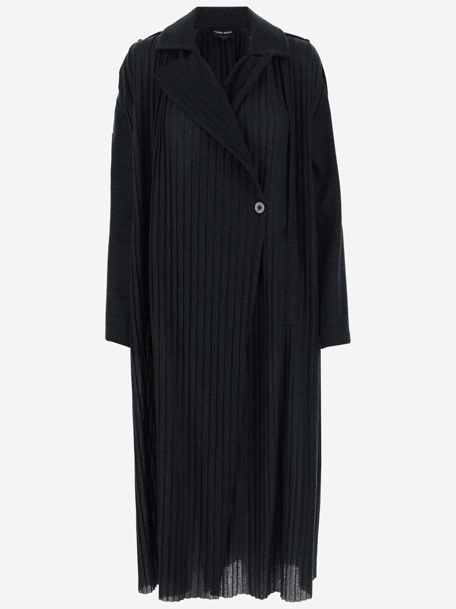 Shop Giorgio Armani Wool Blend Long Coat In Black