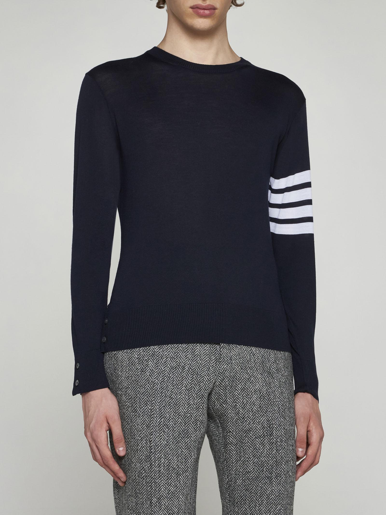 Shop Thom Browne Merino Wool 4-bar Sweater In Navy