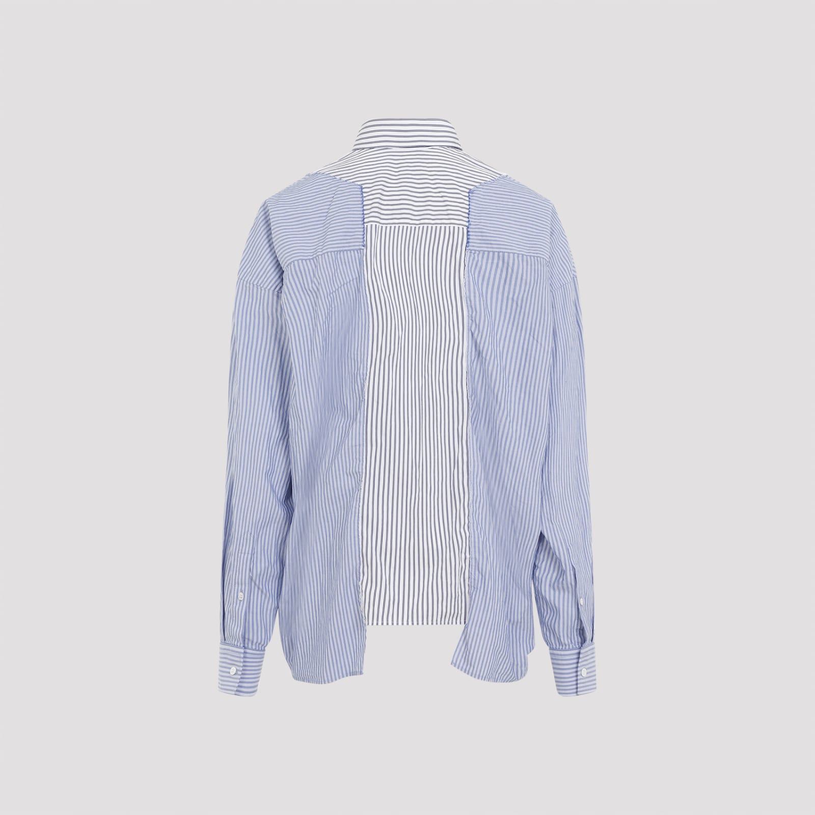 Shop Balenciaga Patched Shirt In White Navy