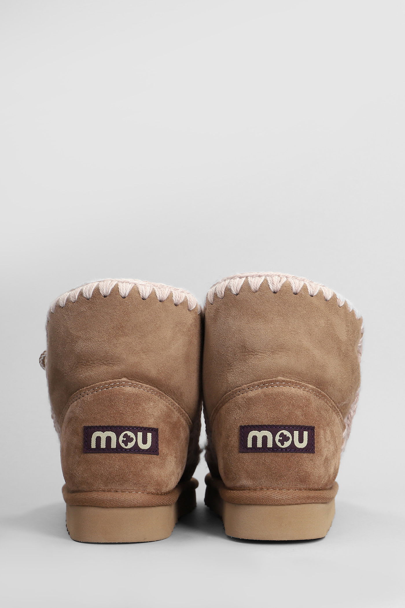 Mou Eskimo 18 Scoubidoo Low Heels Ankle Boots In Brown Leather In Brown