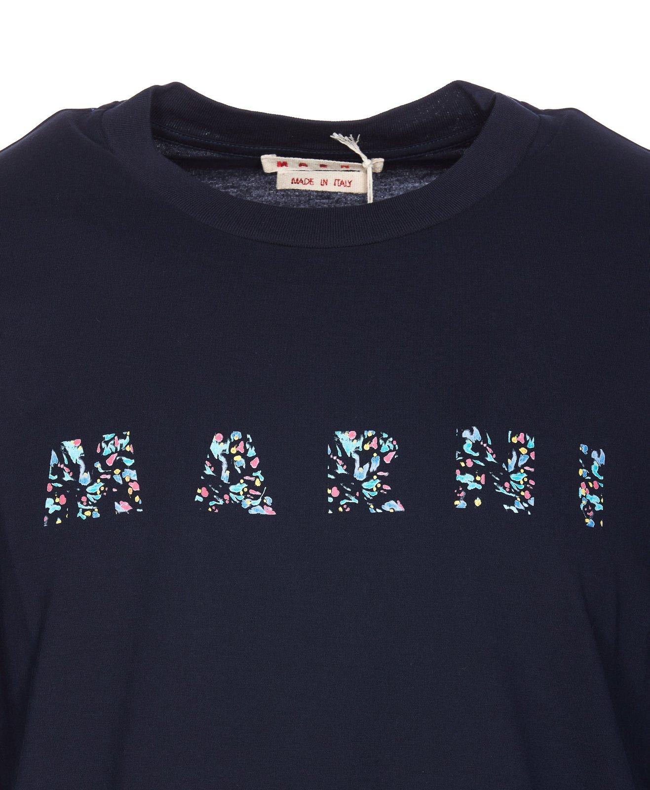 Shop Marni Logo Printed Crewneck T-shirt