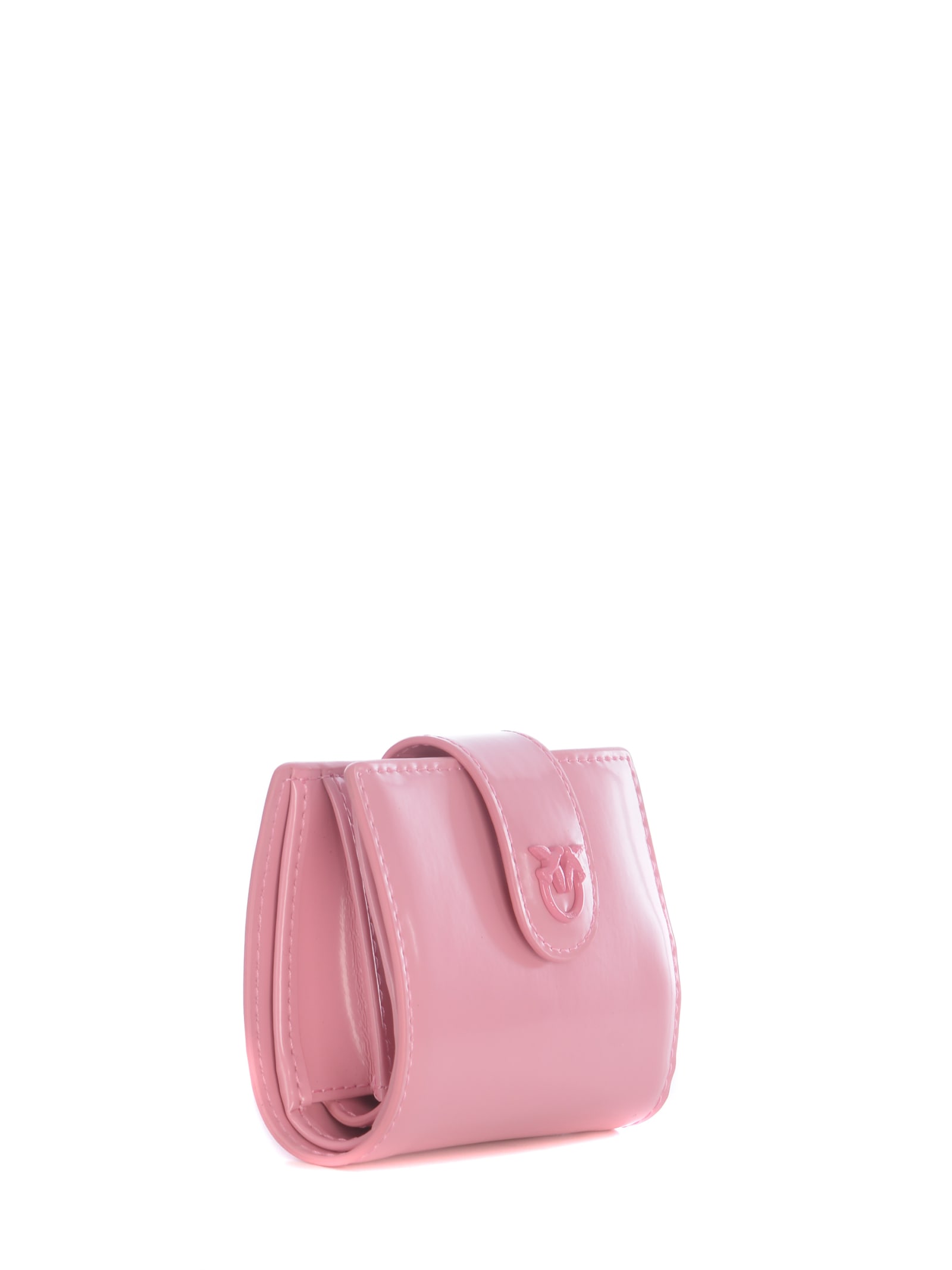 Shop Pinko Wallet  Love Birds Made Of Leather In Rosa Lucido