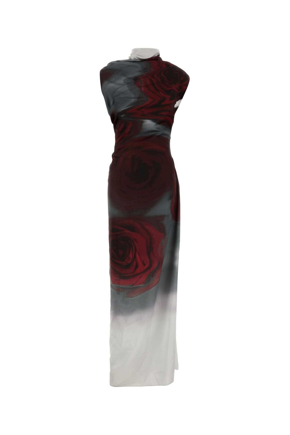 Jean Paul Gaultier Floral Maxi Dress With Blurry Roses Print In Multi