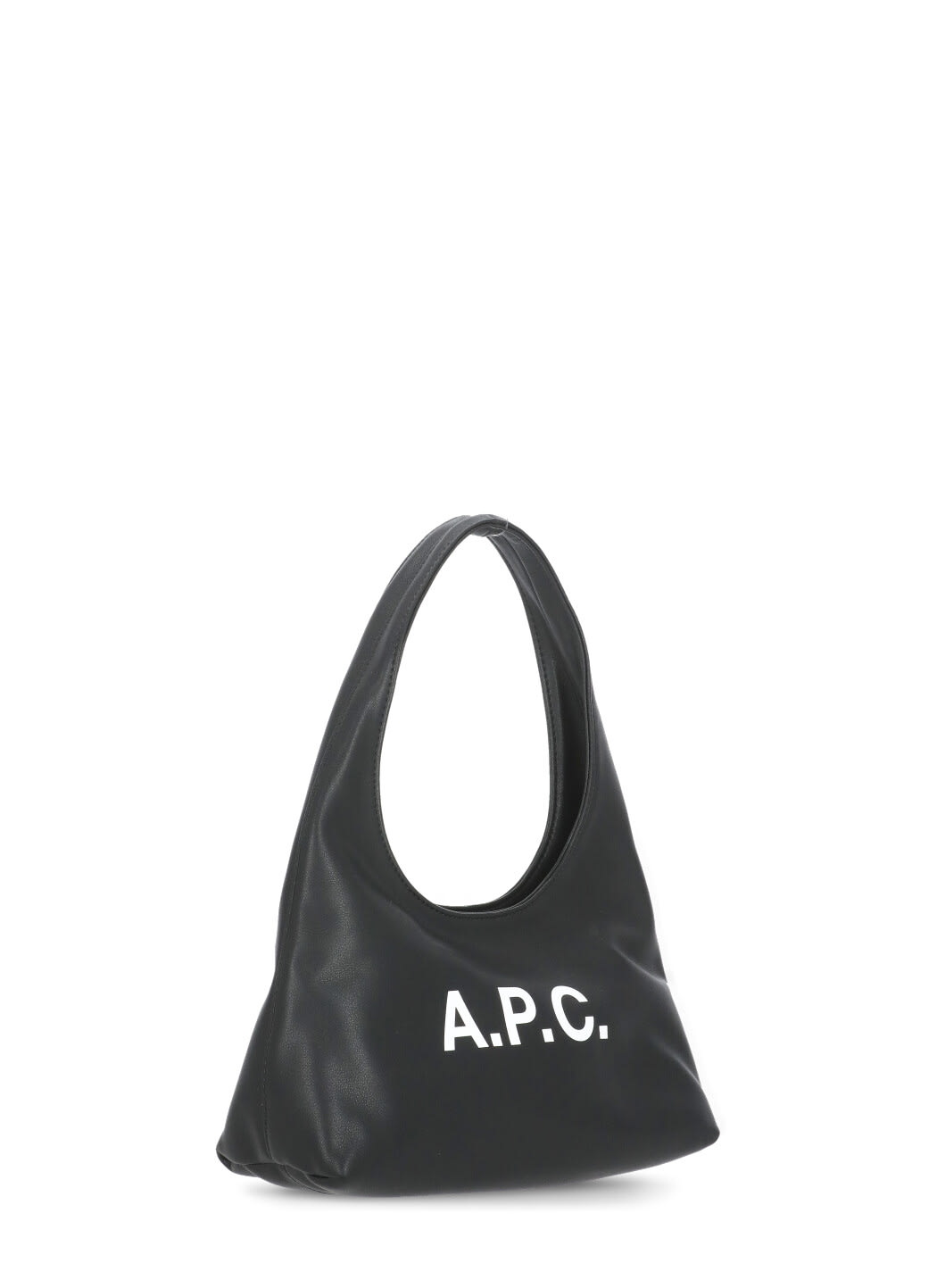 Apc Rounded Silhouette Shoulder Bag With Bold Logo In Black