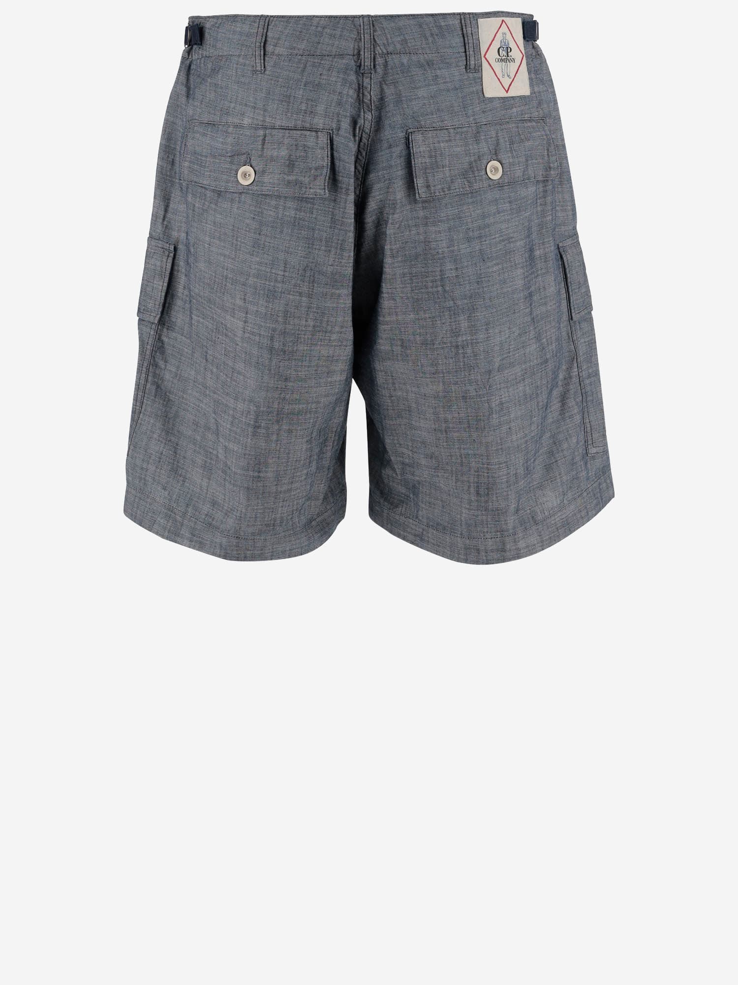 C.p. Company Chambray Cargo Shorts With Adjustable Waist In Gray