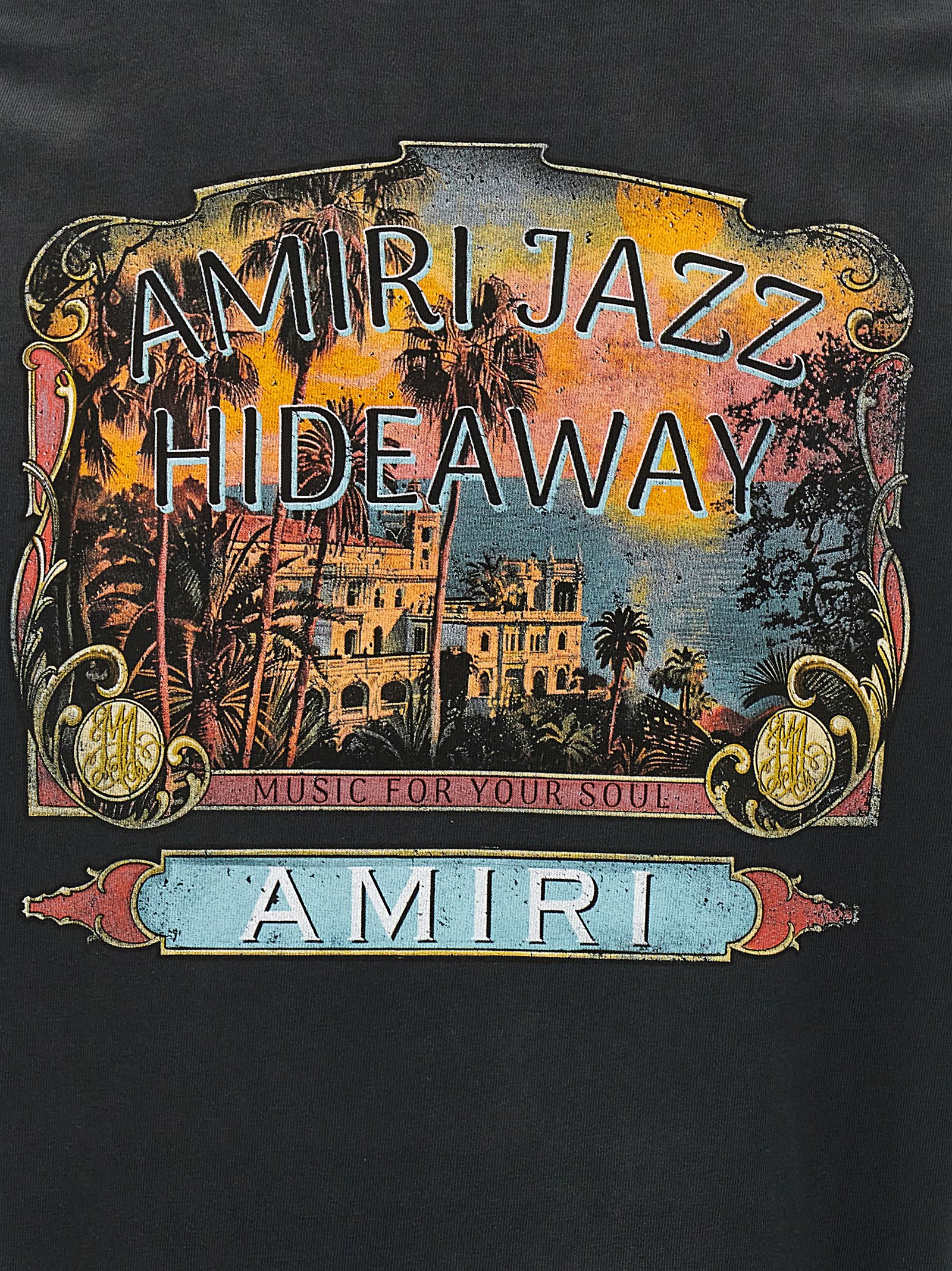 Amiri Jazz Hideaway Logo-print Cotton T-shirt In Black