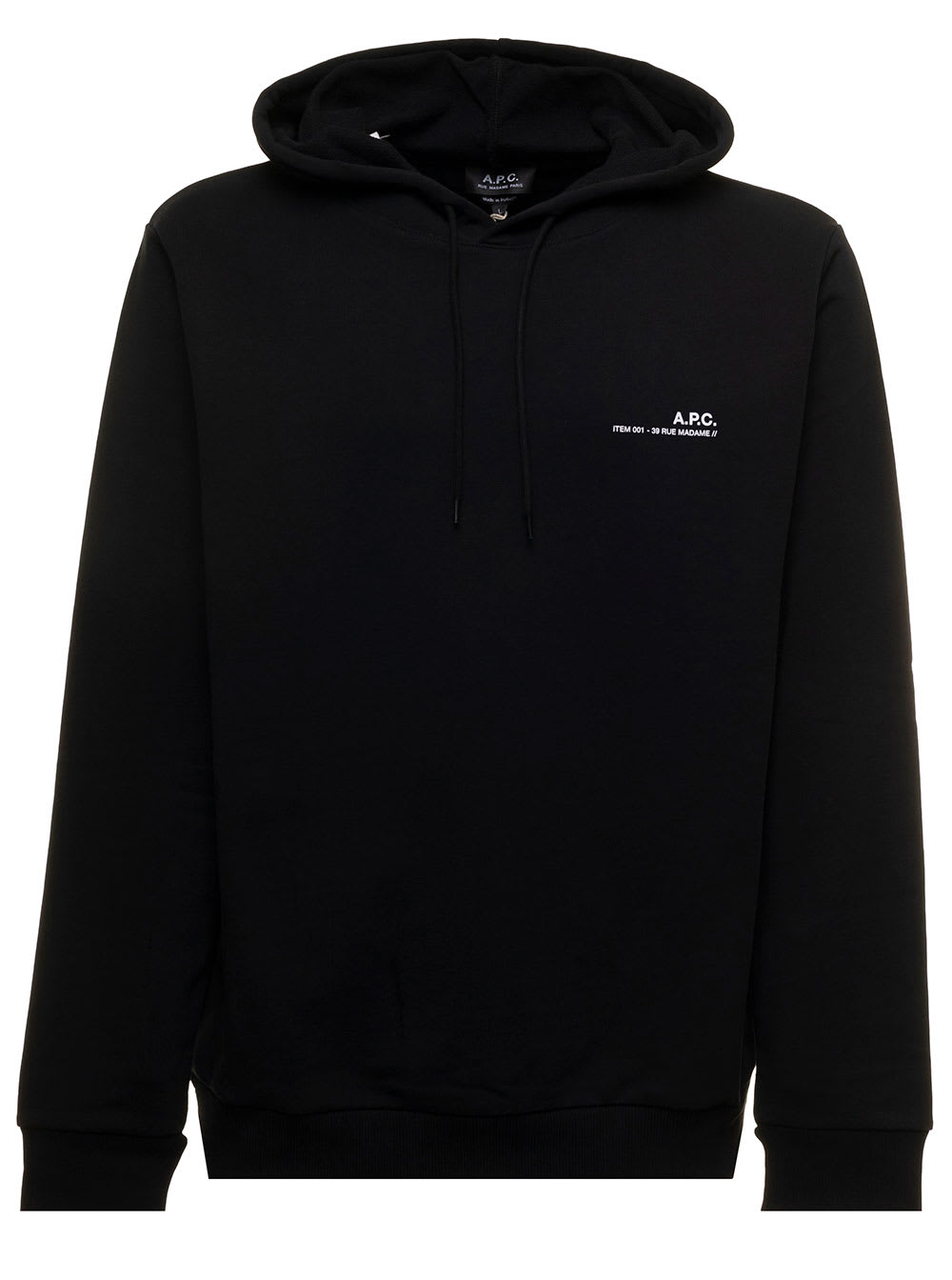 Black Hoodie In Fleece Cotton With Contrasting Lettering On The Chest A.p.c. Man