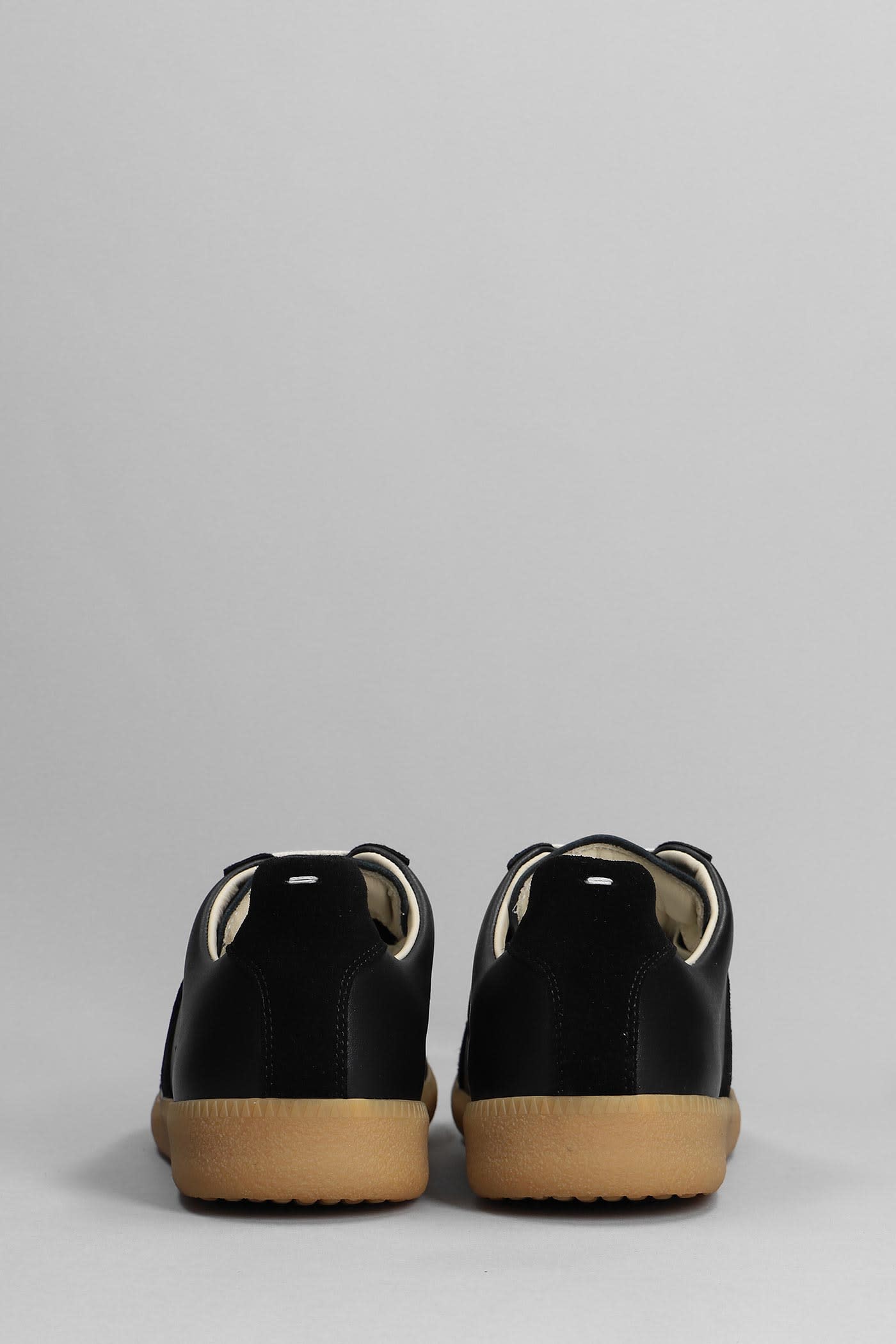 Shop Maison Margiela Sneakers In Black Suede And Leather