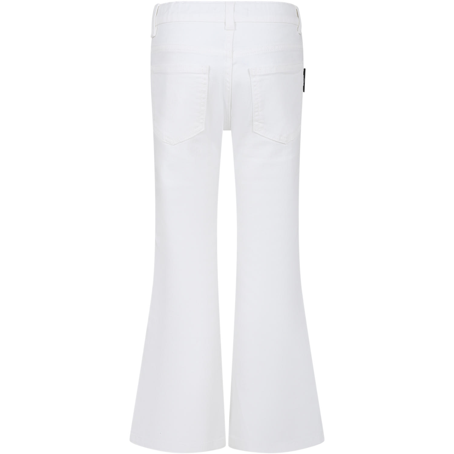 Shop Balmain White Jeans For Girl With Gold Buttons In Bianco/oro