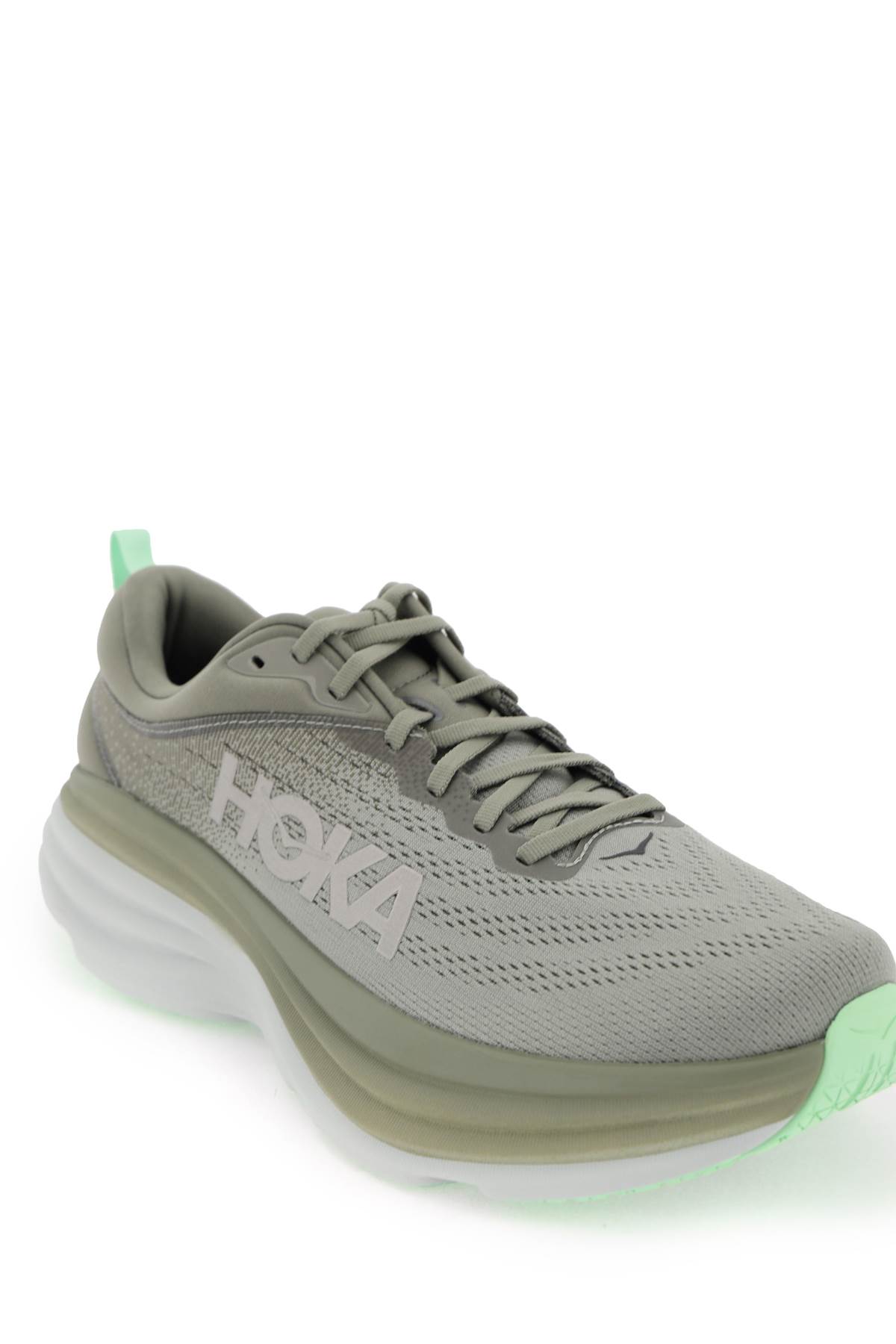 Shop Hoka Bondi 8 Sneakers In Olive Haze Mercury (khaki)