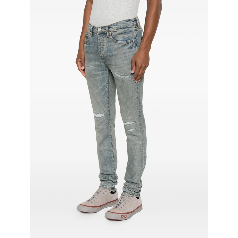 Purple Brand Pants With Worn Details In Blue