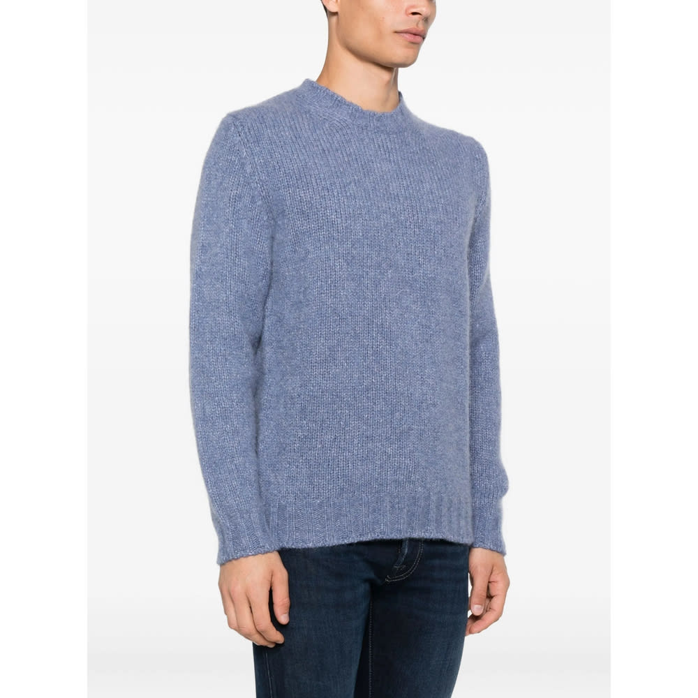 Fedeli Ribbed Crew-neck Sweater In Blue