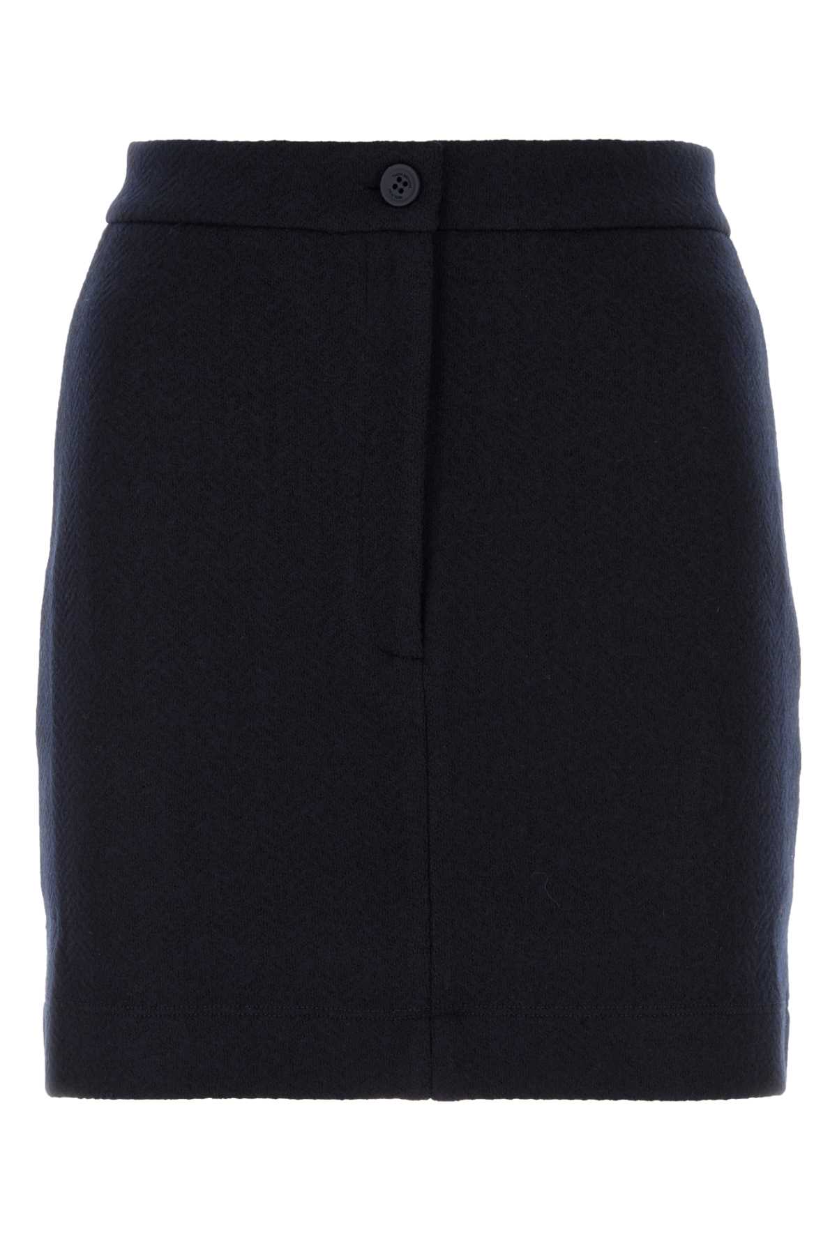 Shop Thom Browne Navy Blue Cotton Blend Mini Skirt